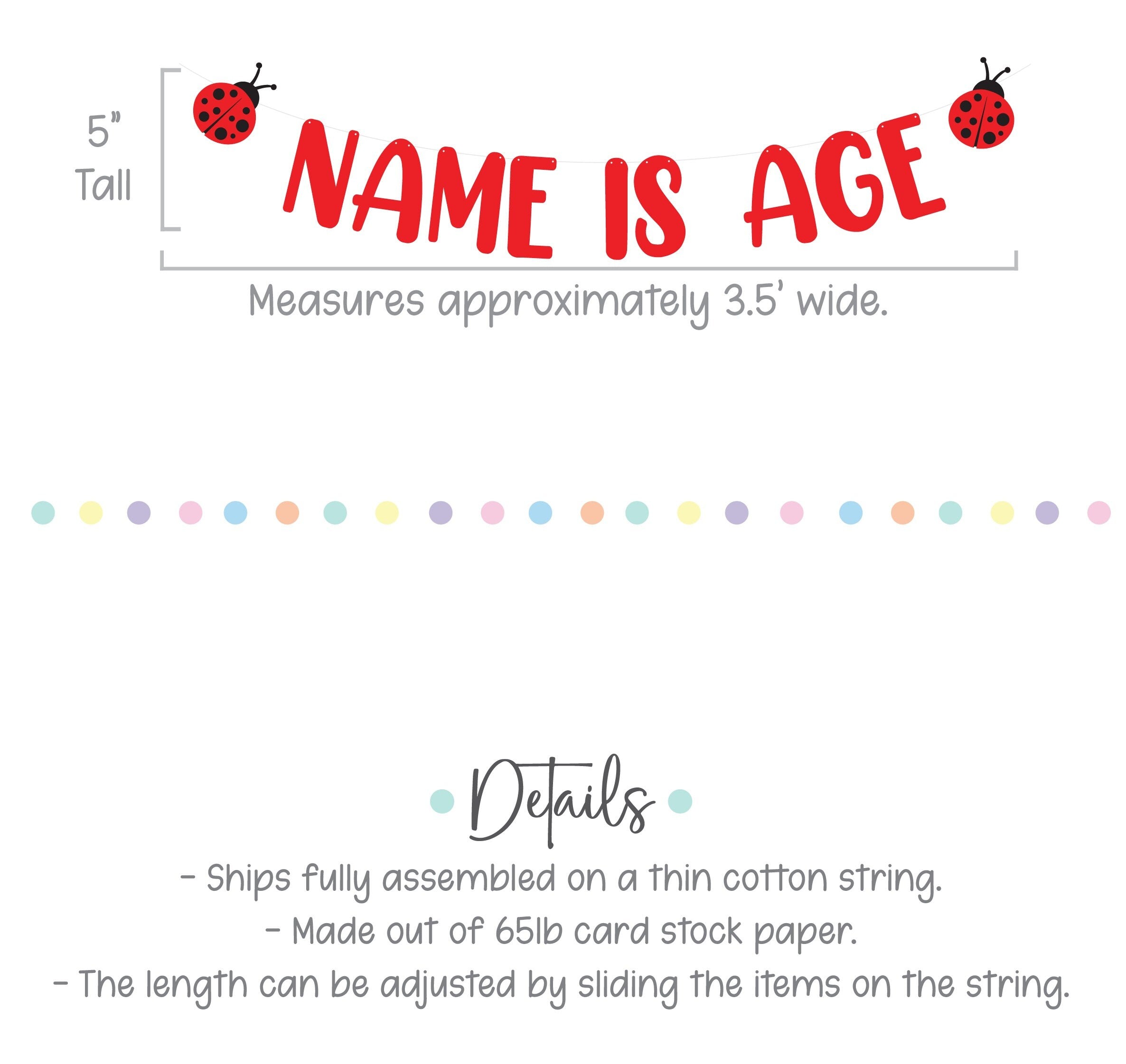 Ladybug Birthday Banner, Ladybug Decorations, Name Is Age, Name Is Two Banner, 2nd Birthday Decoration Ideas