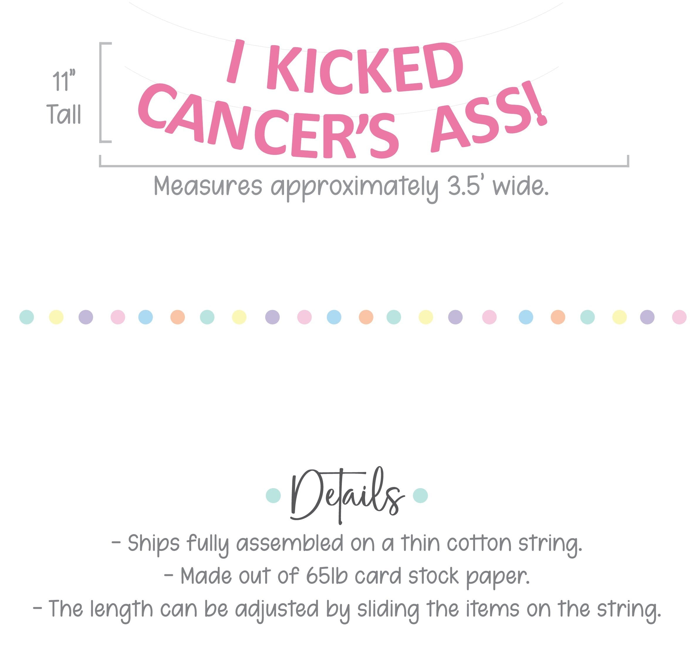 I Kicked Cancer&#39;s Ass Banner, Beat Cancer Banner, Cancer Free Party, I Kicked Cancer&#39;s Ass, Cancer Free Banner