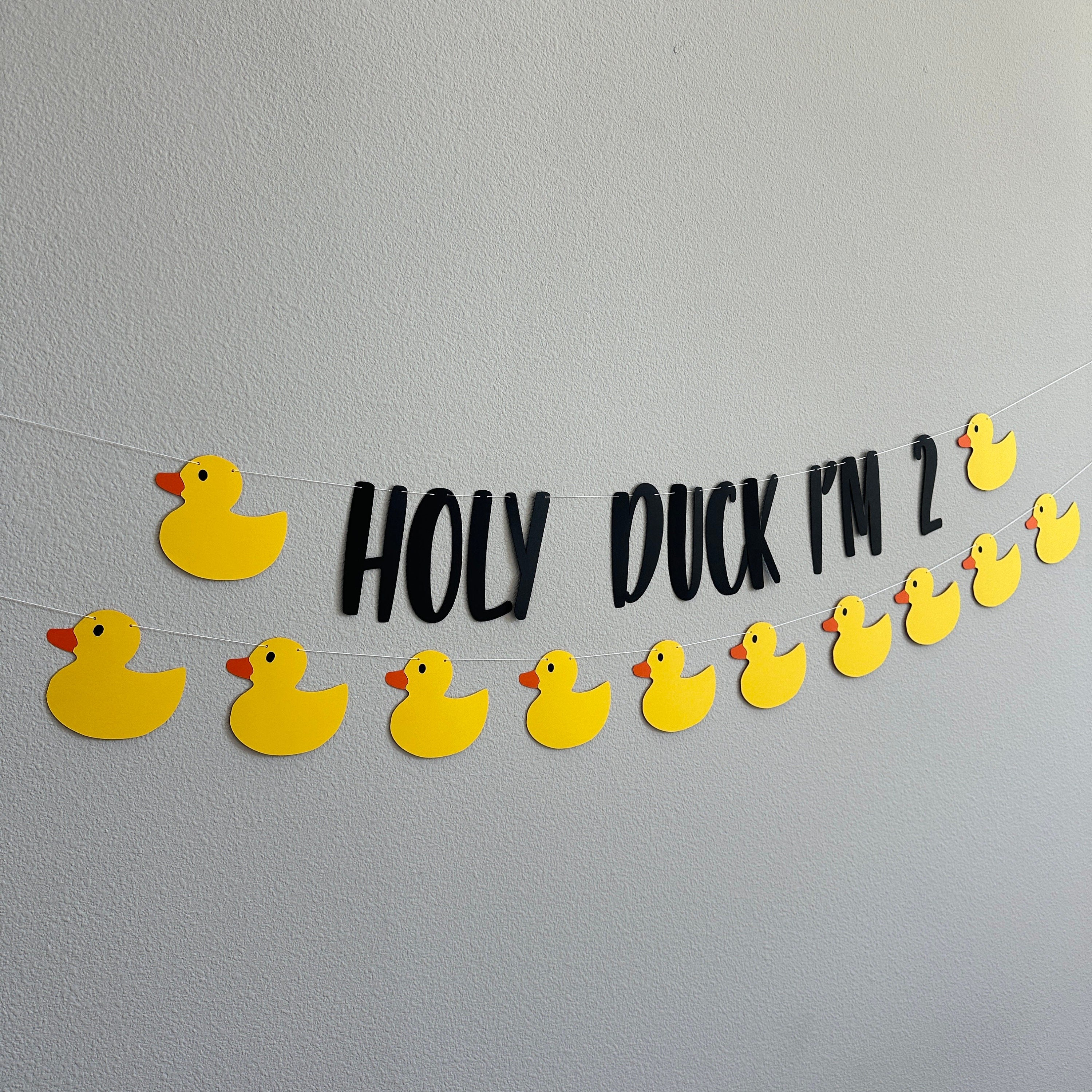 Holy Duck I&#39;m 2, Duck Garland, Duck Decorations, Duck Birthday, Duck Party, Duck Banner, Custom Duck Banner, Rubber Duck Theme, Yellow Ducks