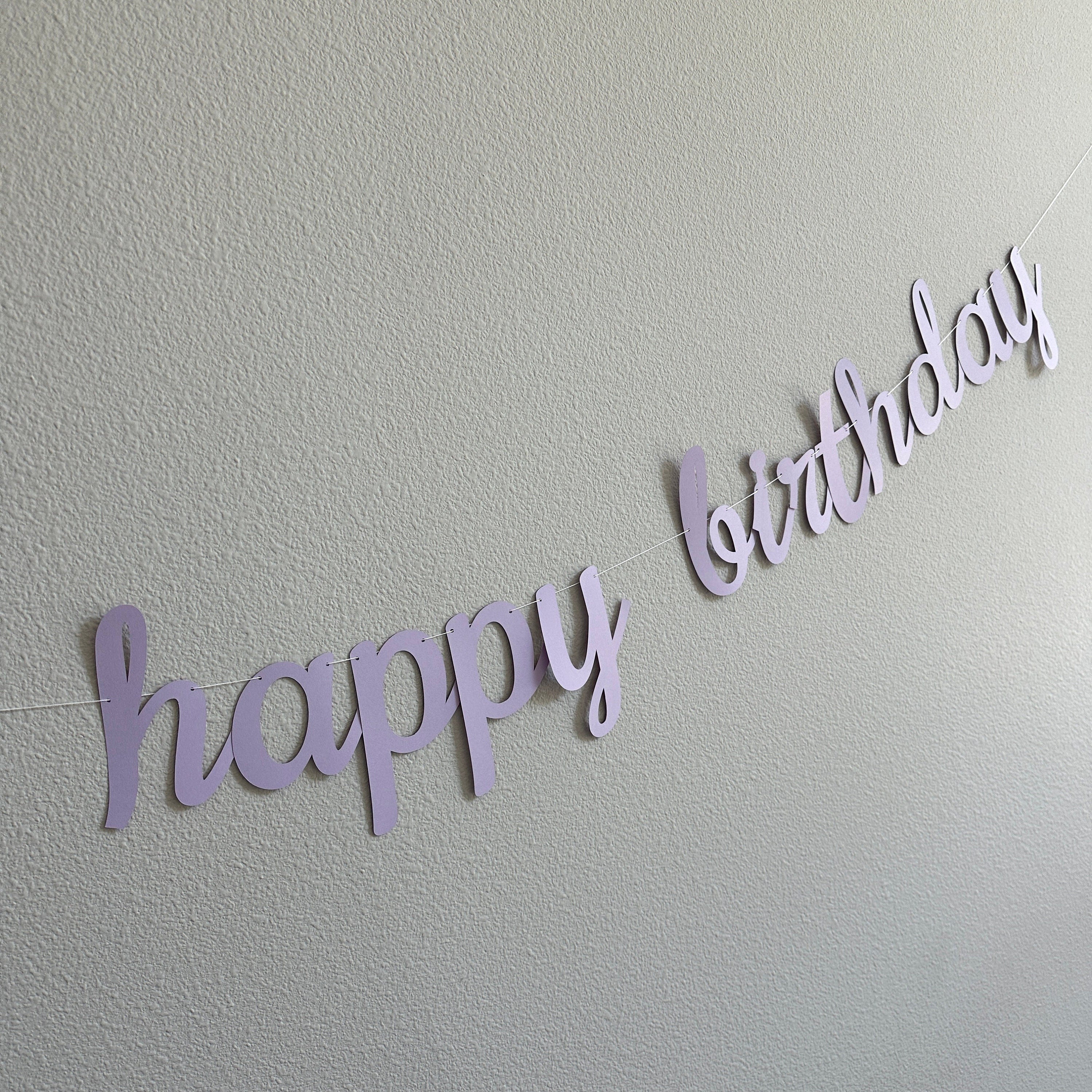 Happy Birthday Banner, Cursive Birthday Banner, Lavender Decorations, Lavender Birthday Party Decorations