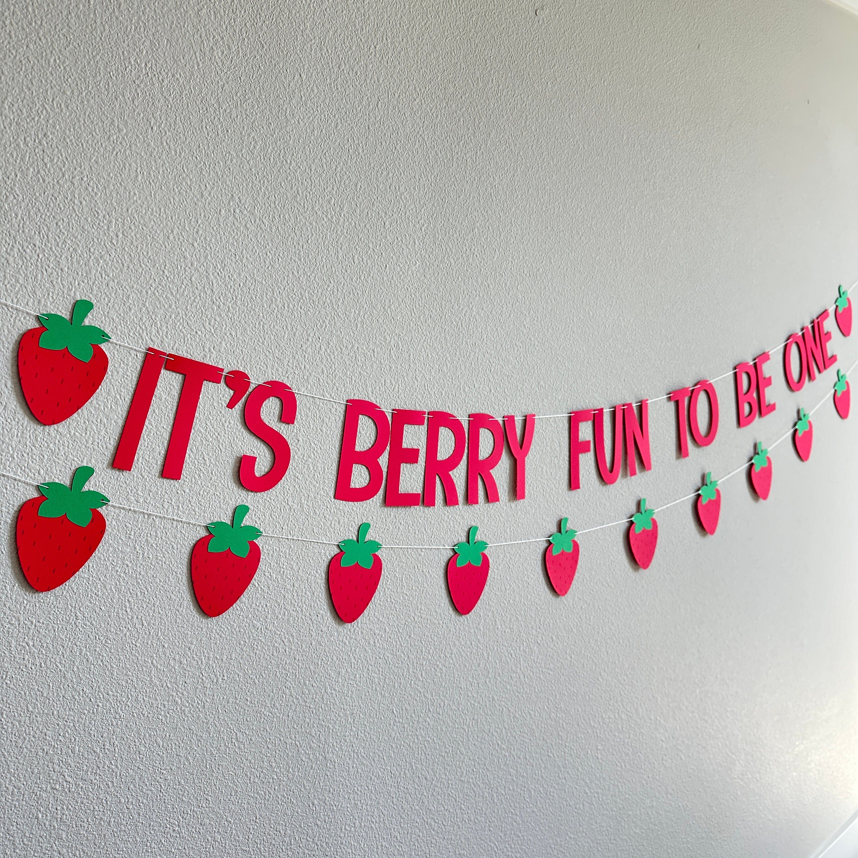 It&#39;s Berry Fun To Be One, Berry 1st Birthday, Strawberry Birthday, Strawberry Highchair Banner, Berry Sweet One, Strawberry Garland
