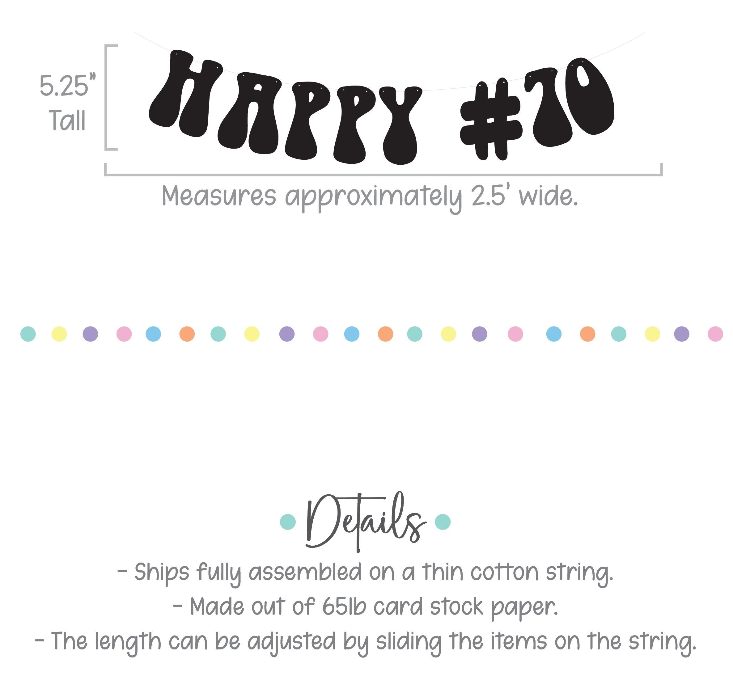 Happy #70, 70th Birthday Banner, Happy 70th, 70th Birthday Decorations, 70th Birthday Party