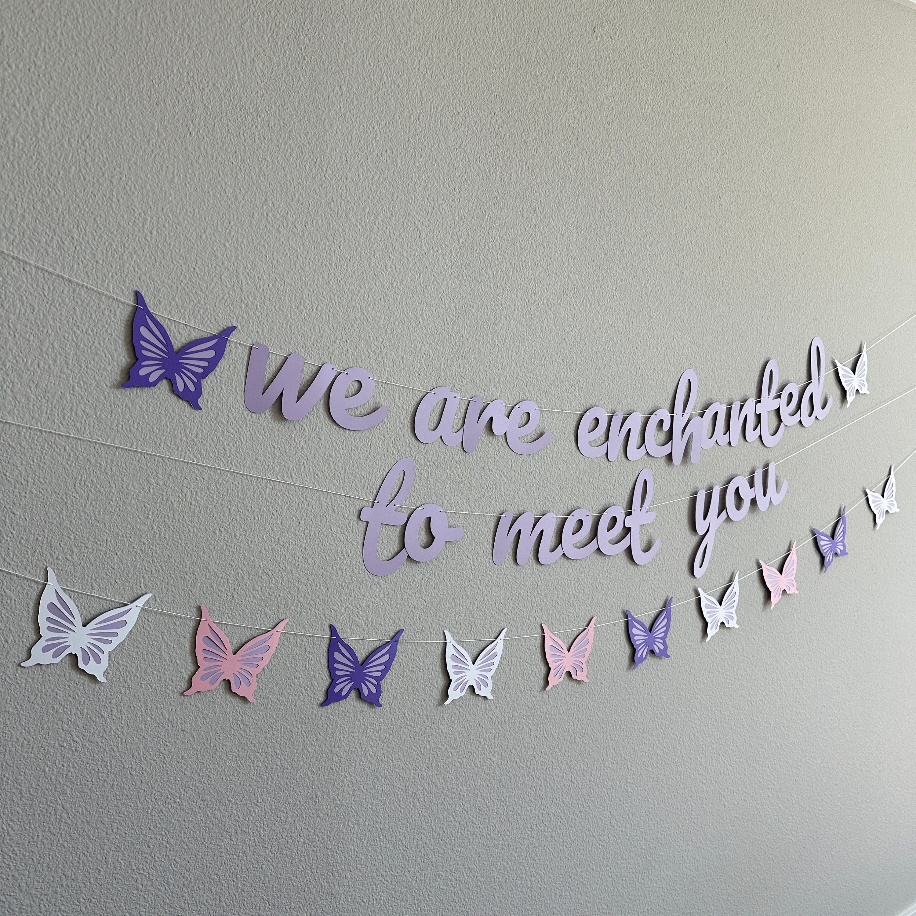 We Are Enchanted To Meet You, Baby Shower Banner, Butterfly Baby Shower Banner