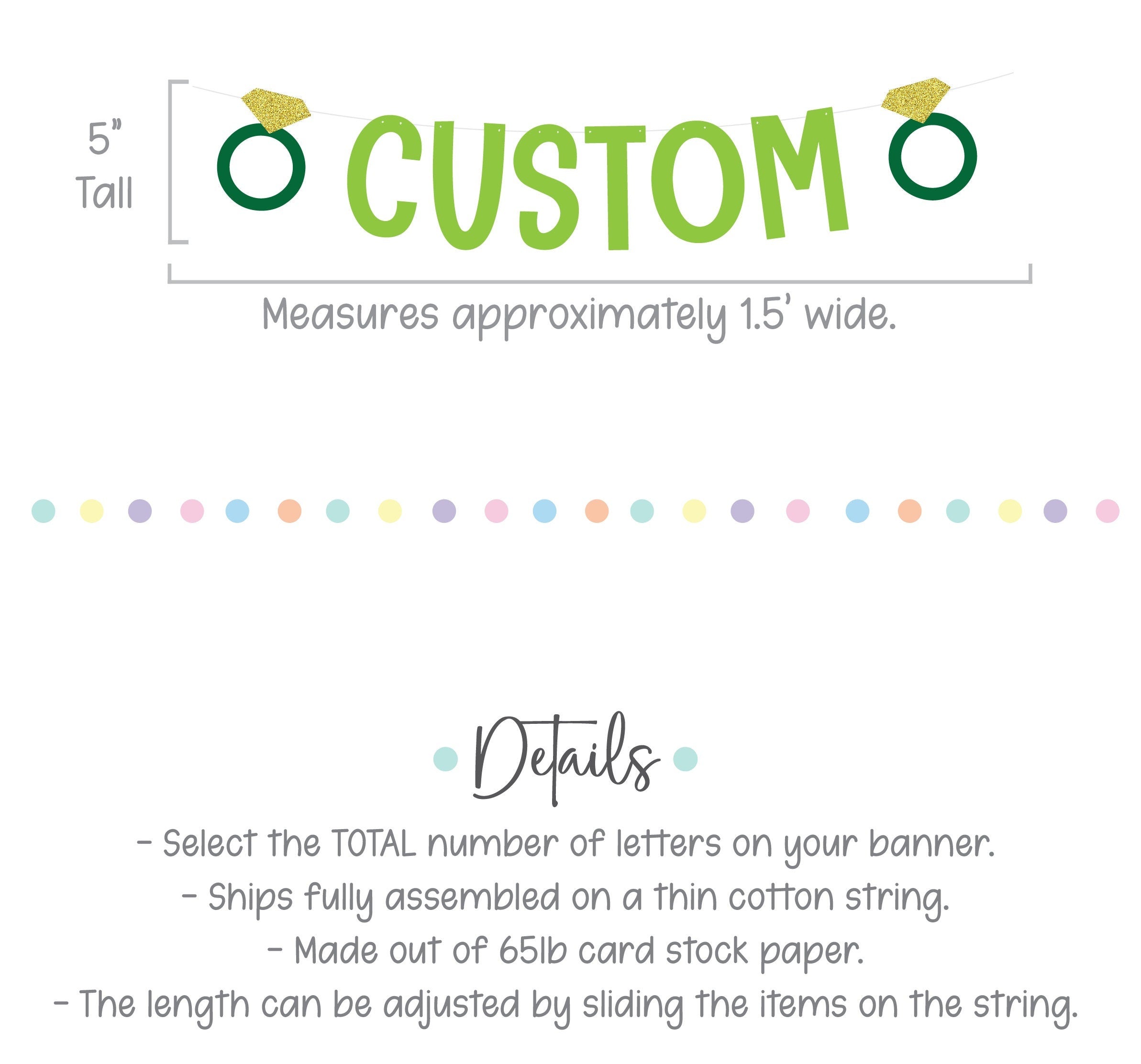 Custom Engagement Banner, Engagement Decorations, Green Engagement Party Decorations