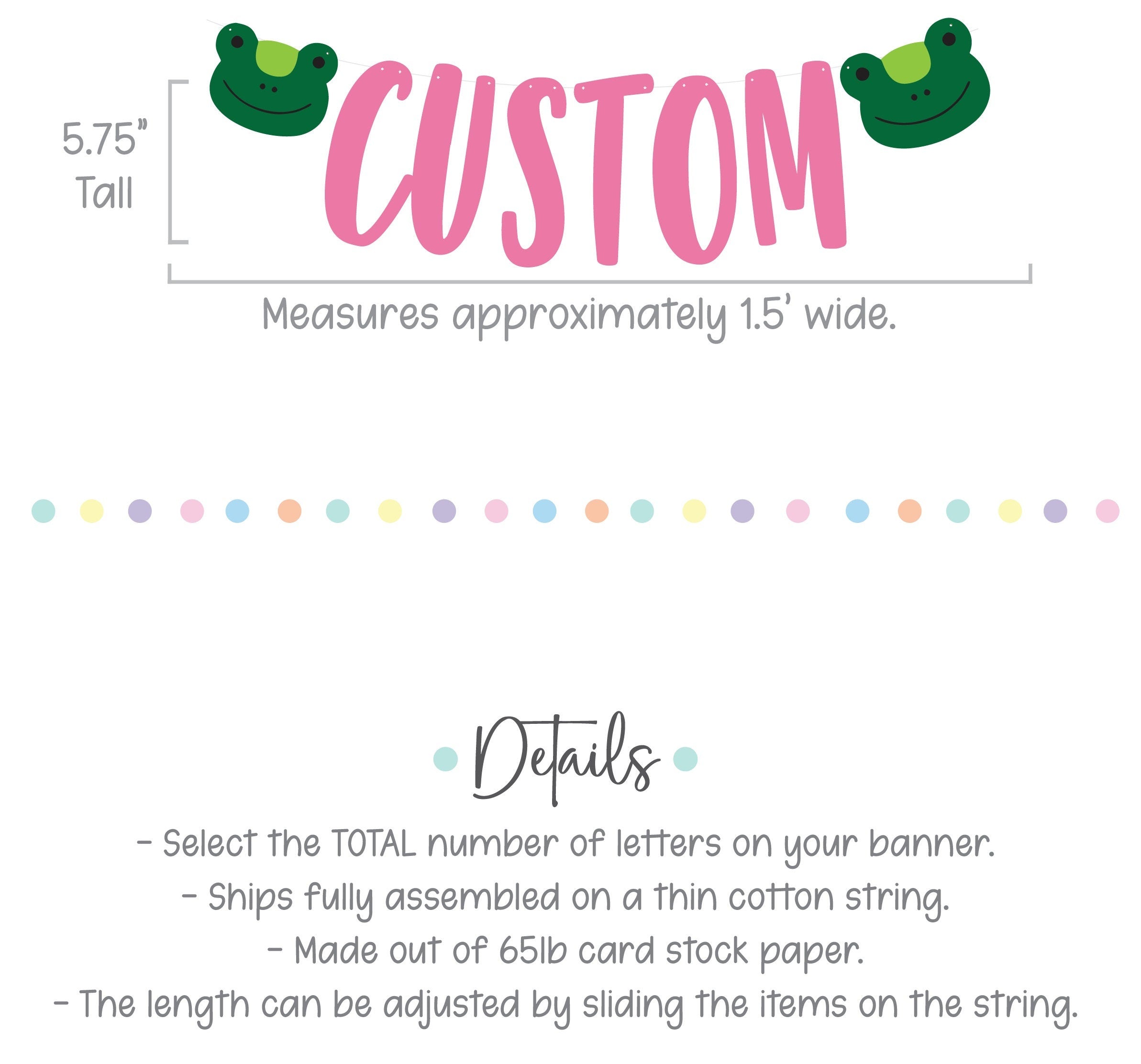 Frog Garland, Frog Banner, Frog Decor, Cute Frog Decorations, Pink Frog Banner, Frogs, Frog Birthday Party Decorations