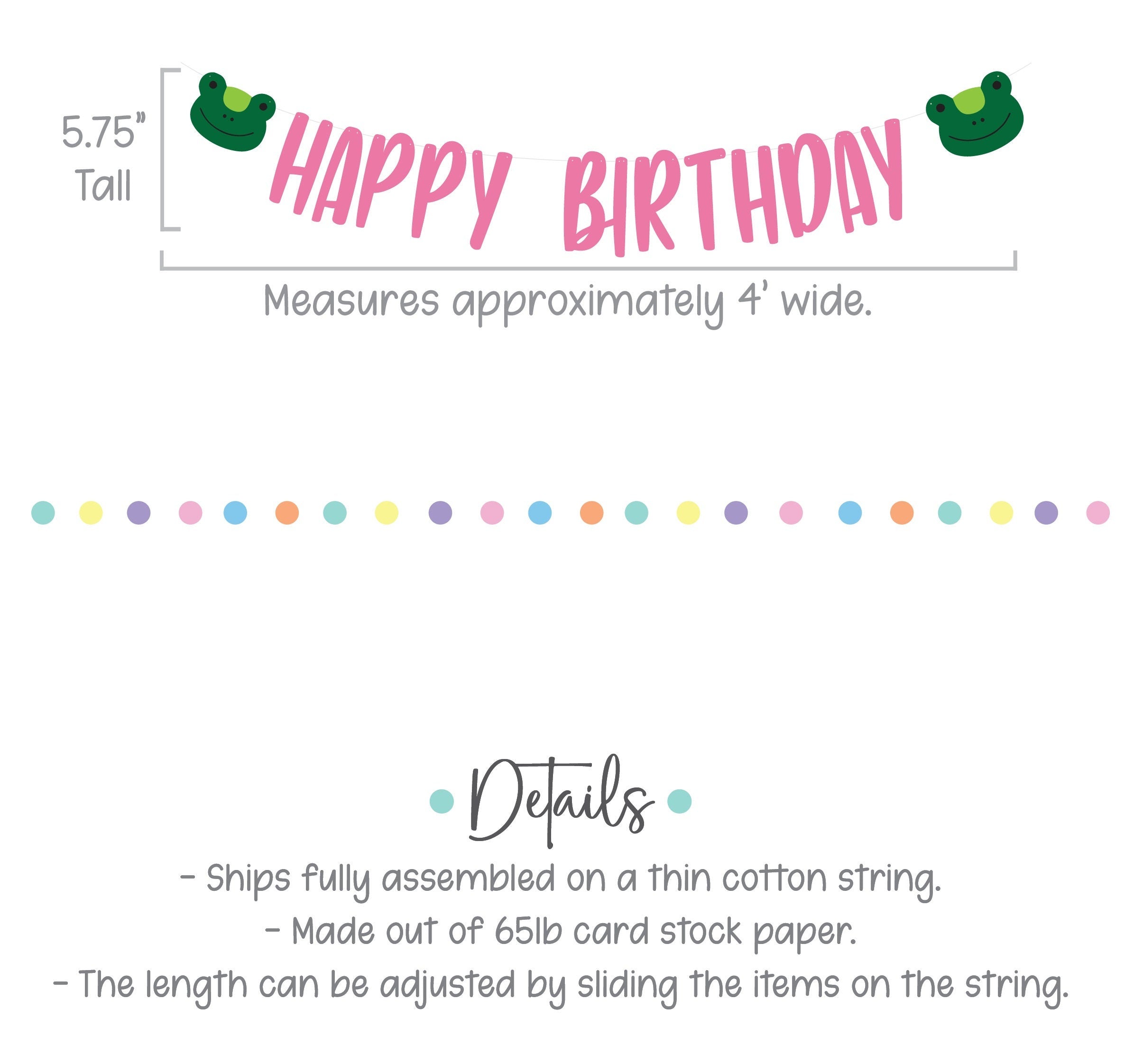 Frog Garland, Frog Banner, Frog Decor, Cute Frog Decorations, Pink Frog Banner, Frogs, Frog Birthday Party Decorations