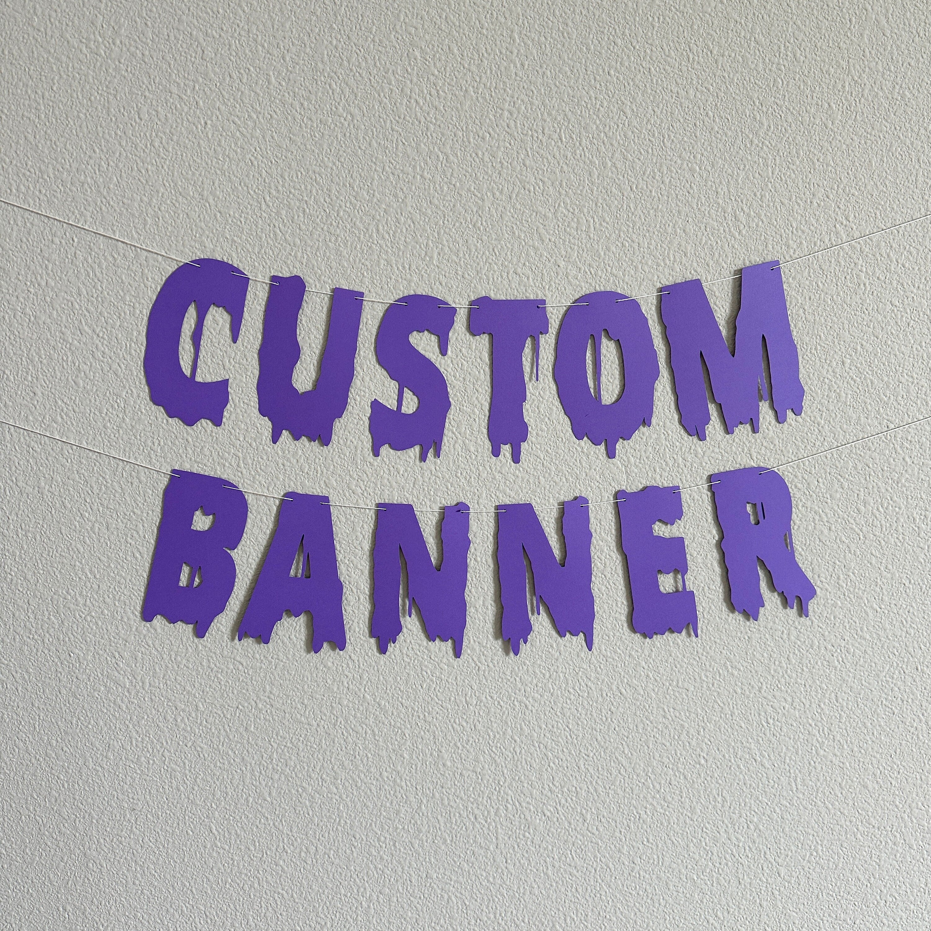 Custom Purple Banner, Custom Halloween Banner, Customizable Banner, Custom Halloween Font Banner, Melting Letters Font, Halloween
