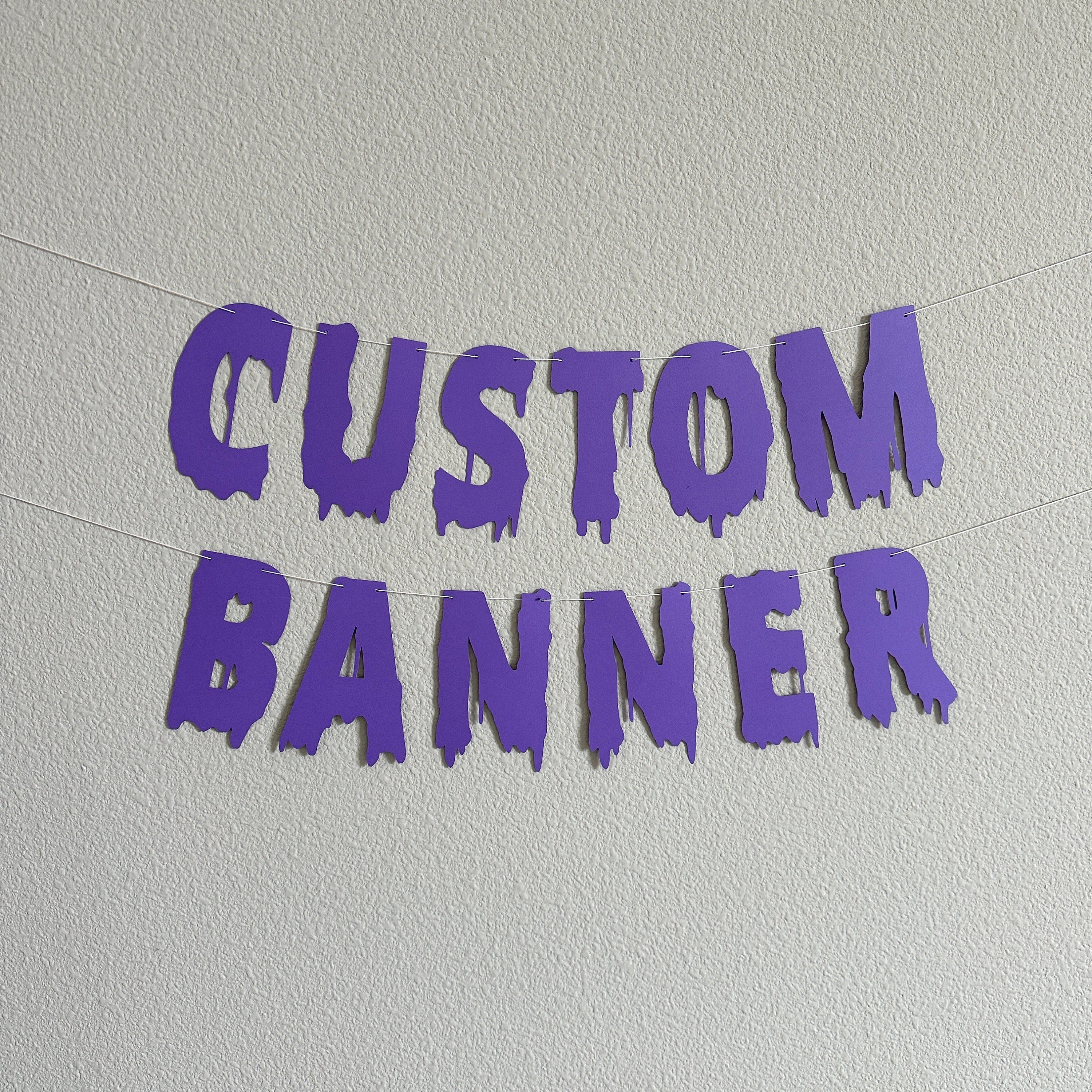 Custom Purple Banner, Custom Halloween Banner, Customizable Banner, Custom Halloween Font Banner, Melting Letters Font, Halloween