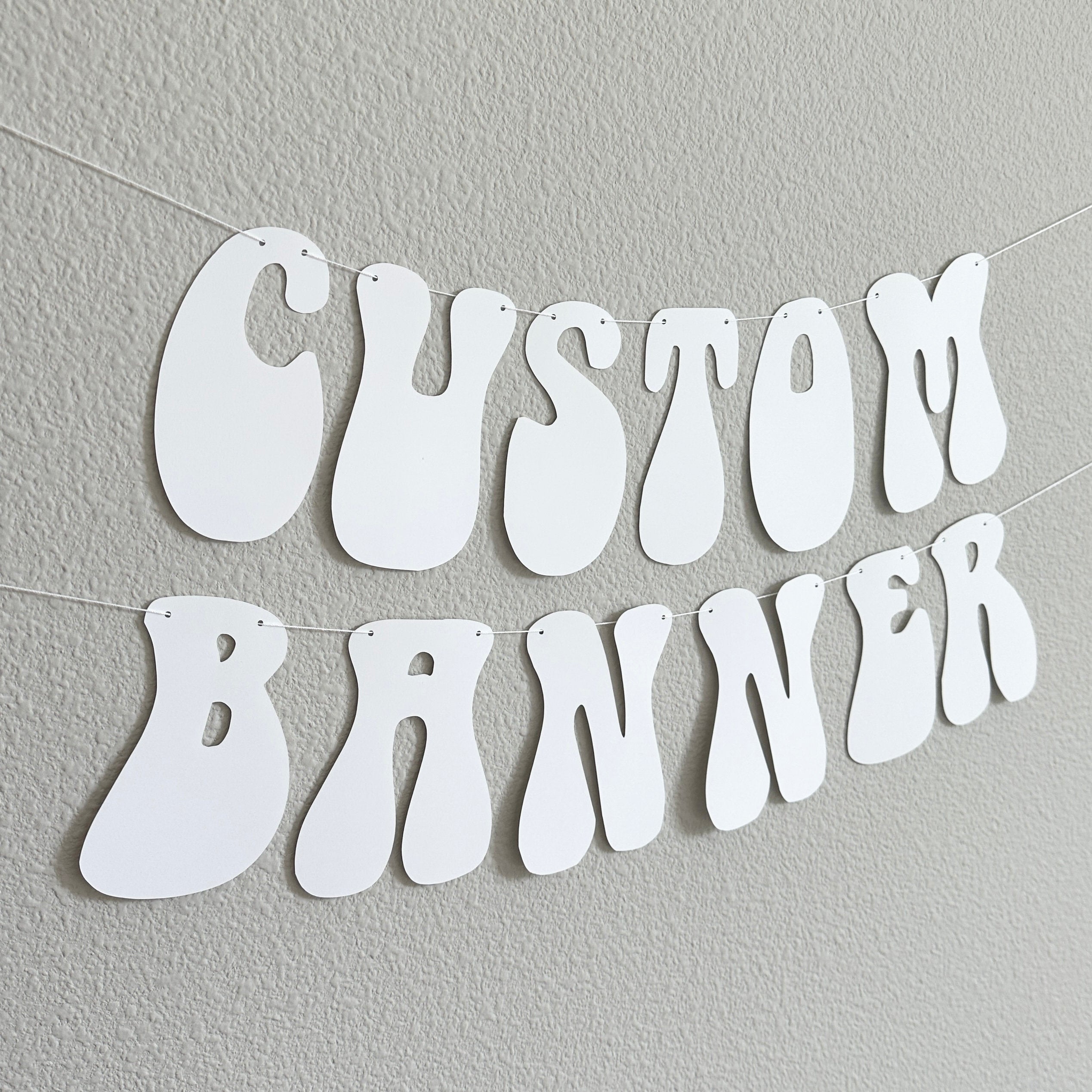 Custom Banner, White Banner, Custom Retro Banner, Custom Groovy Banner, 70s, Retro Theme, Retro Decorations
