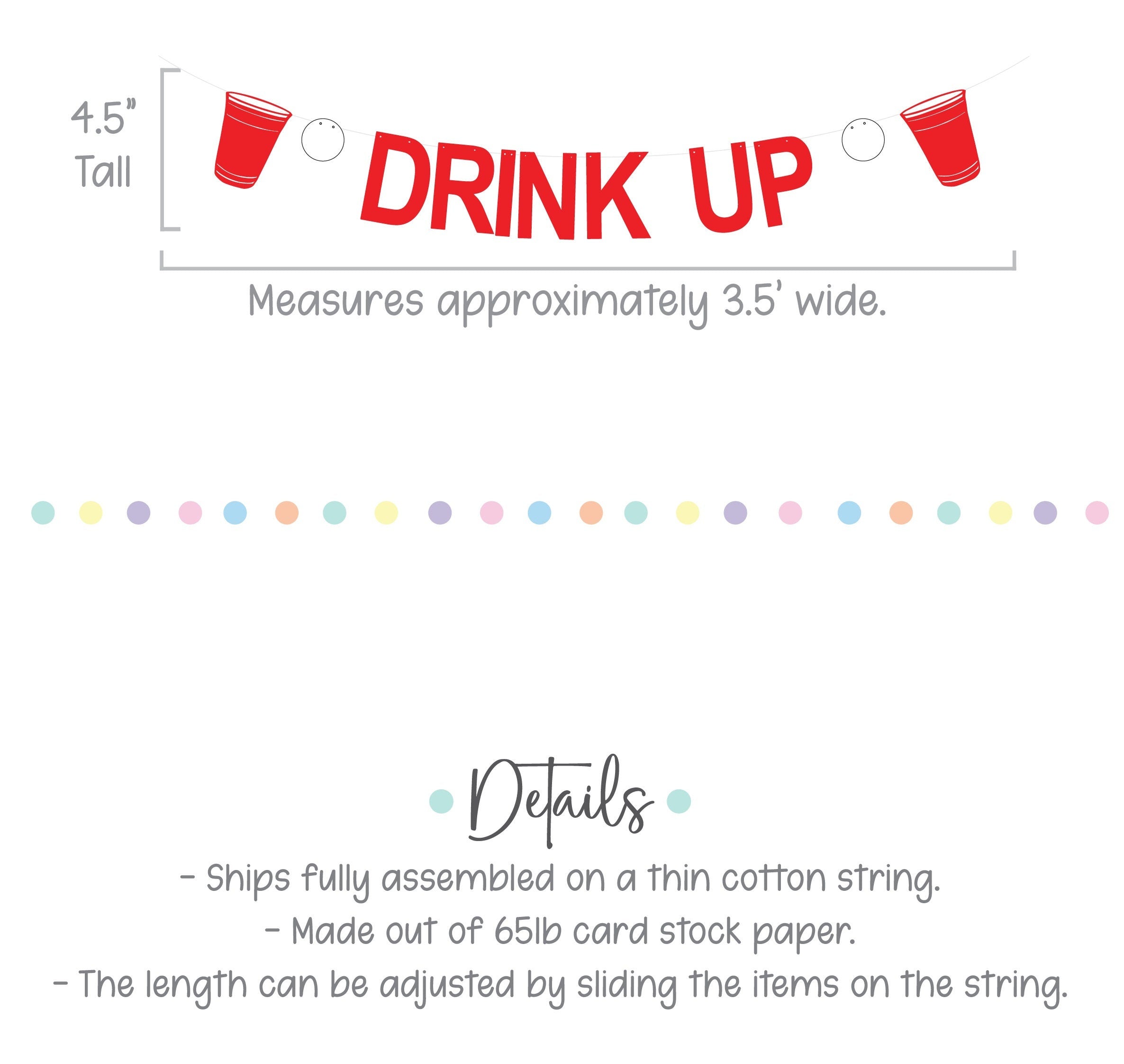 Drink Up Banner, Drink Up, Beer Pong Banner, Bar Sign, Red Cup Banner, Drink Up Sign, Party Banner, Bar Station Banner, Beer pong Decor