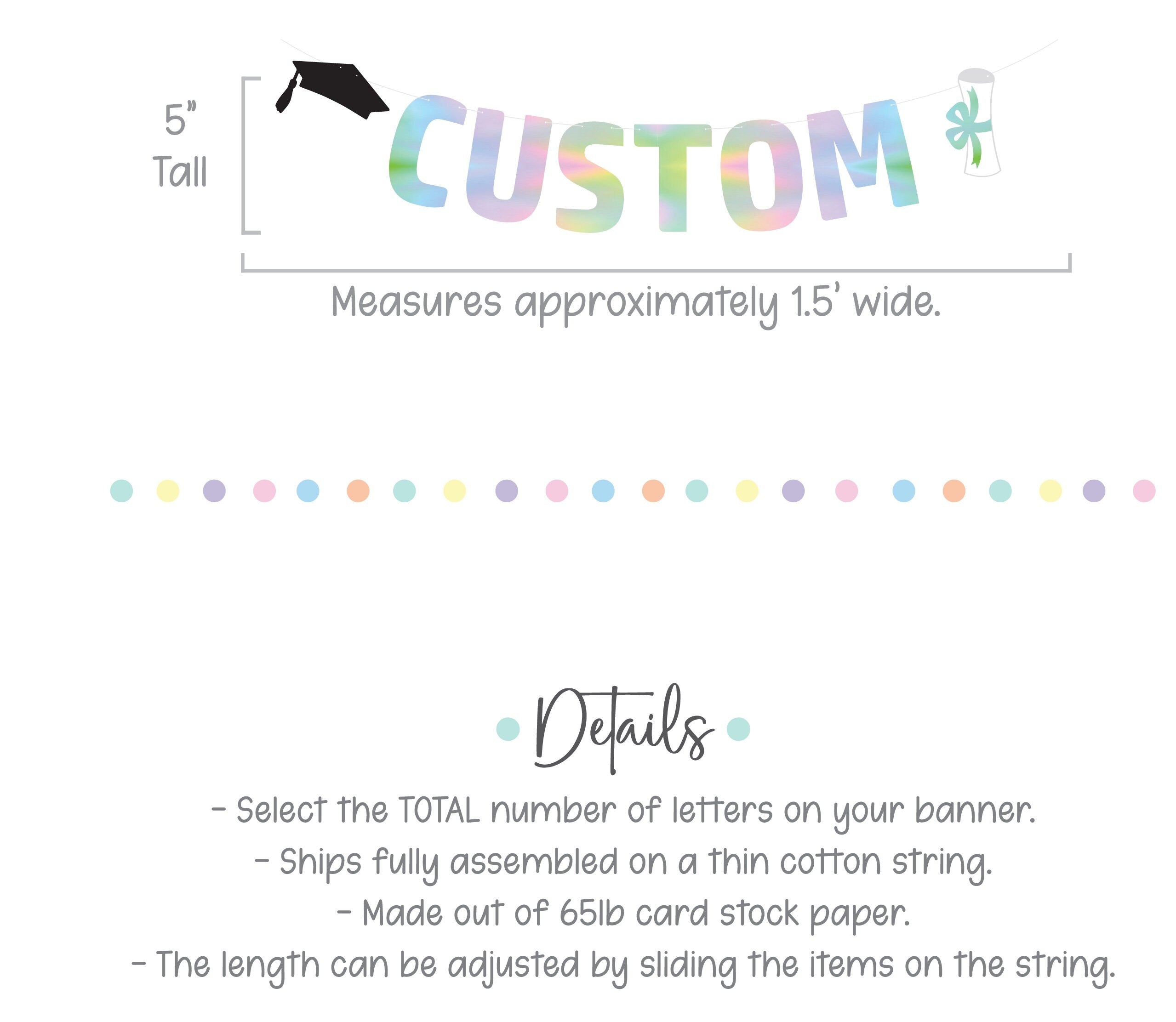 Custom Graduation Banner, Holographic Graduation Decorations, Congrats Name, Graduation, Graduation Party Ideas