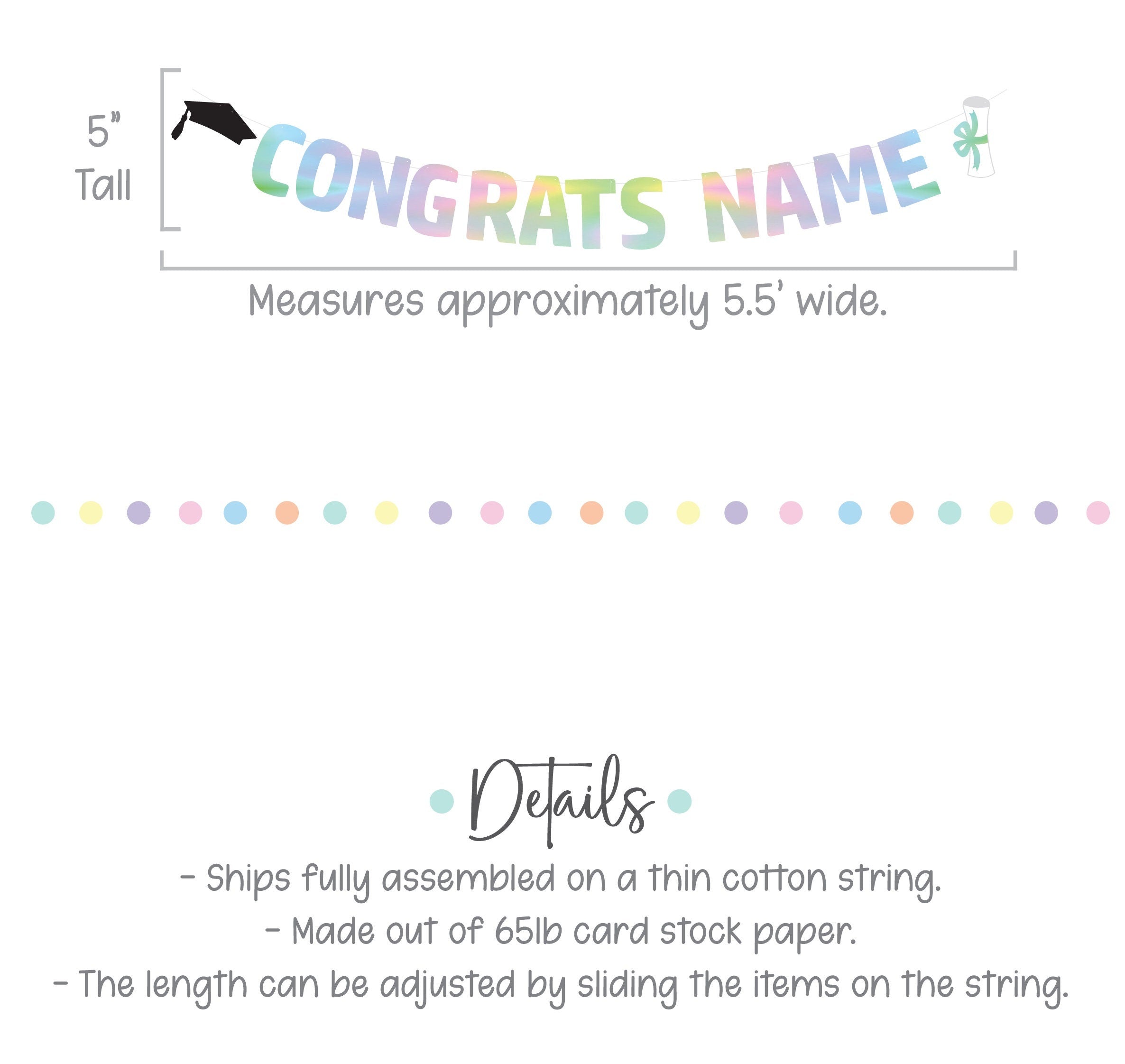 Custom Graduation Banner, Holographic Graduation Decorations, Congrats Name, Graduation, Graduation Party Ideas