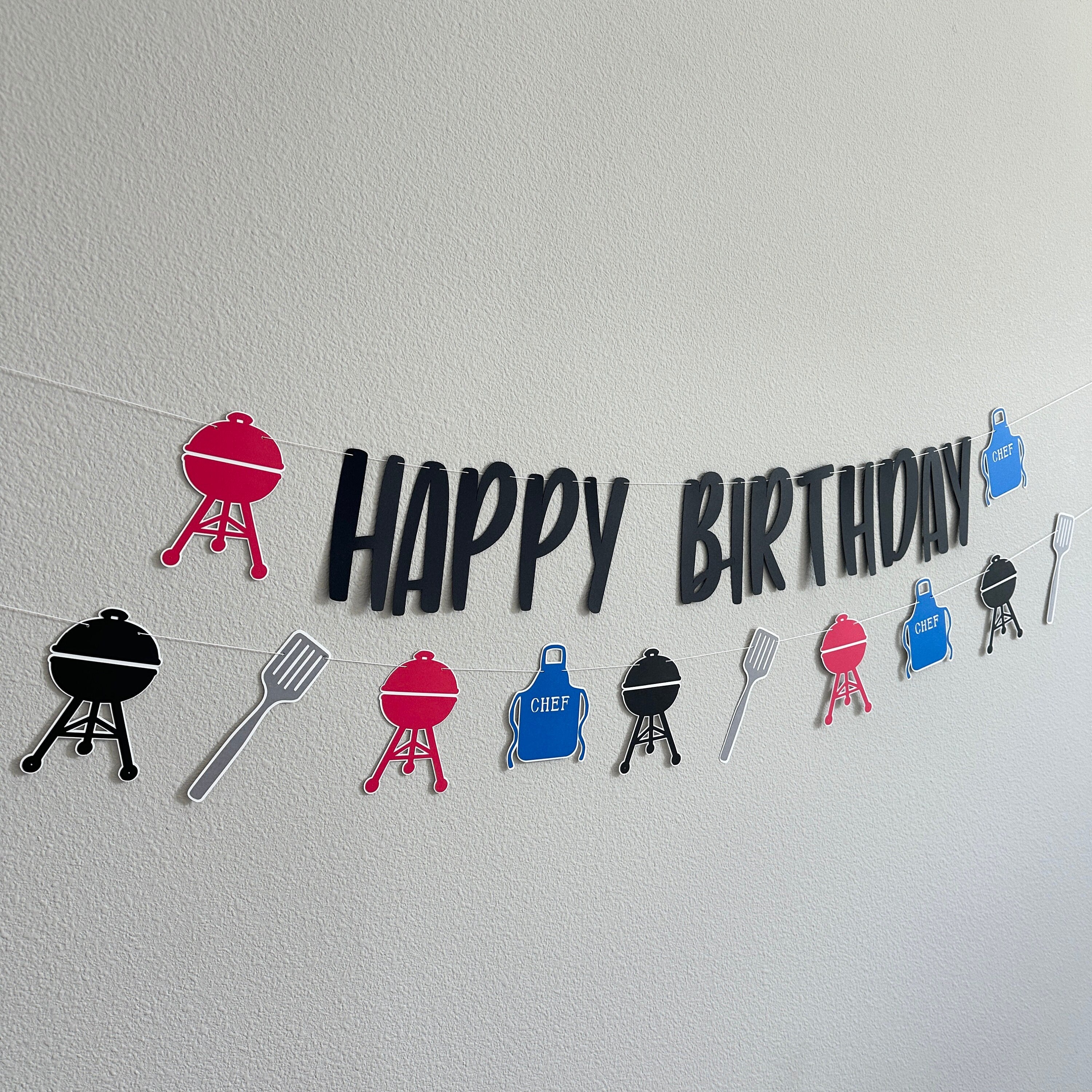 BBQ Birthday Banner, BBQ Happy Birthday Decorations, Summer Birthday Ideas, Cookout Birthday Decorations
