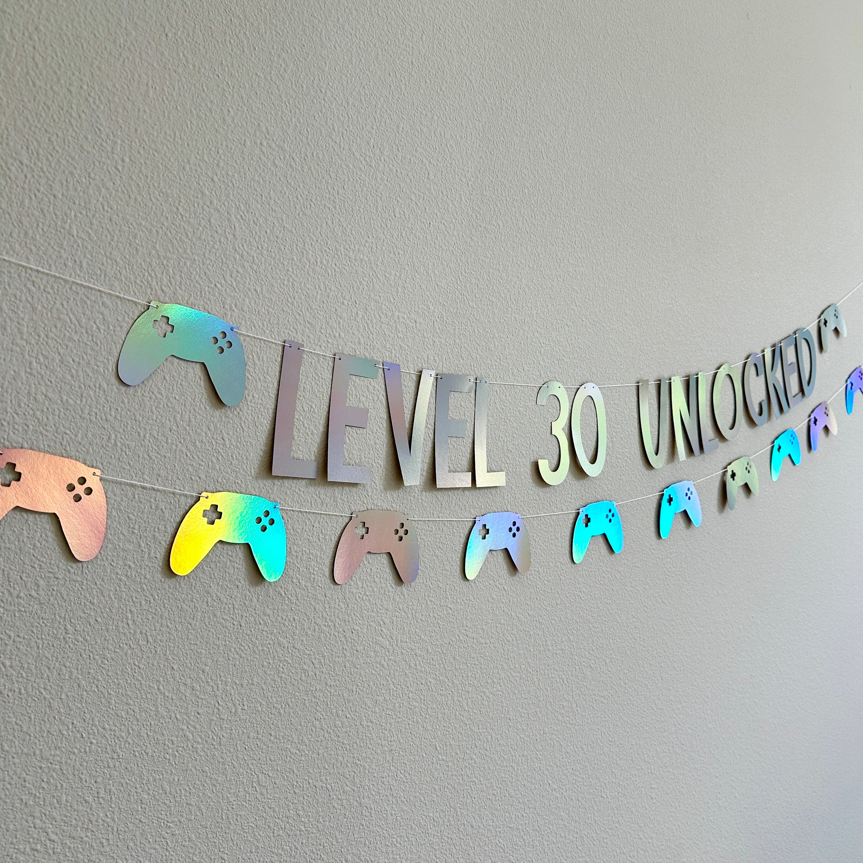 Level 30 Unlocked, Gamer Birthday, Gaming Birthday Banner, 30th Birthday, Video Game Party, Custom Gamer Banner, Controller Banner