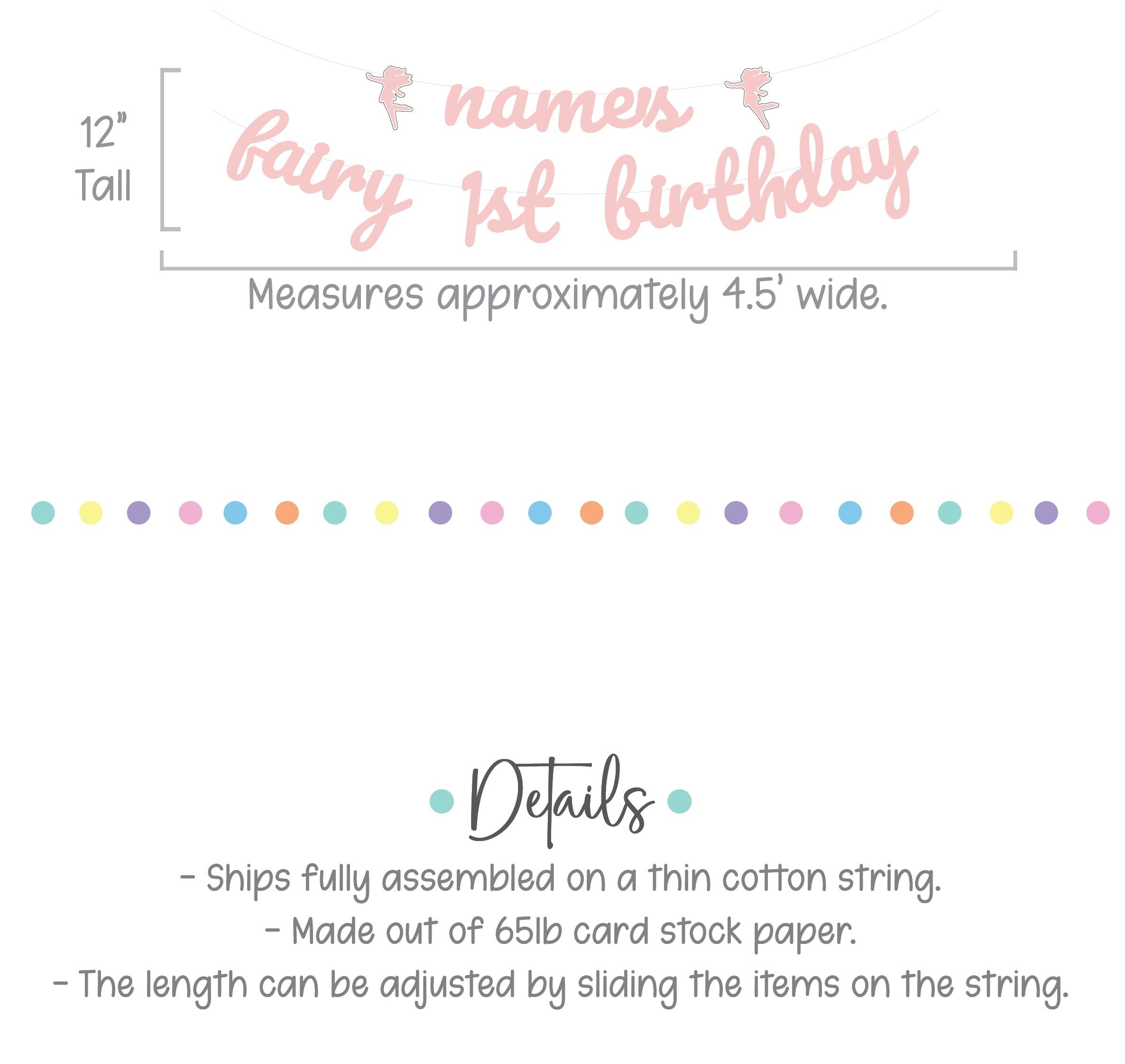 Name&#39;s Fairy 1st Birthday, Fairy Birthday Banner, Custom Fairy Banner, Fairy Themed Birthday Decorations, First Birthday Ideas