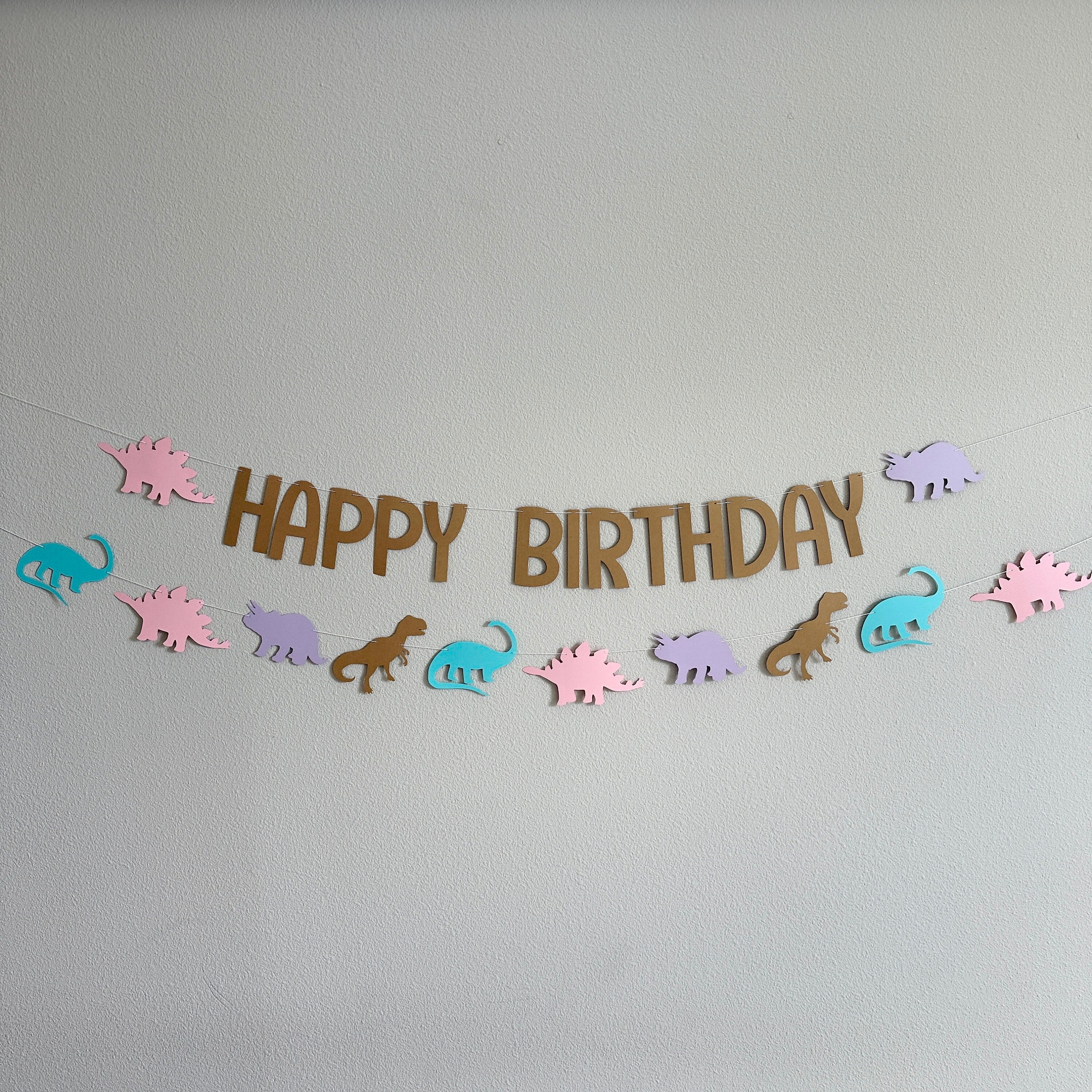 Dinosaur Birthday, Dinosaur Happy Birthday Banner, Pink Dinosaur, Girl&#39;s Birthday Ideas