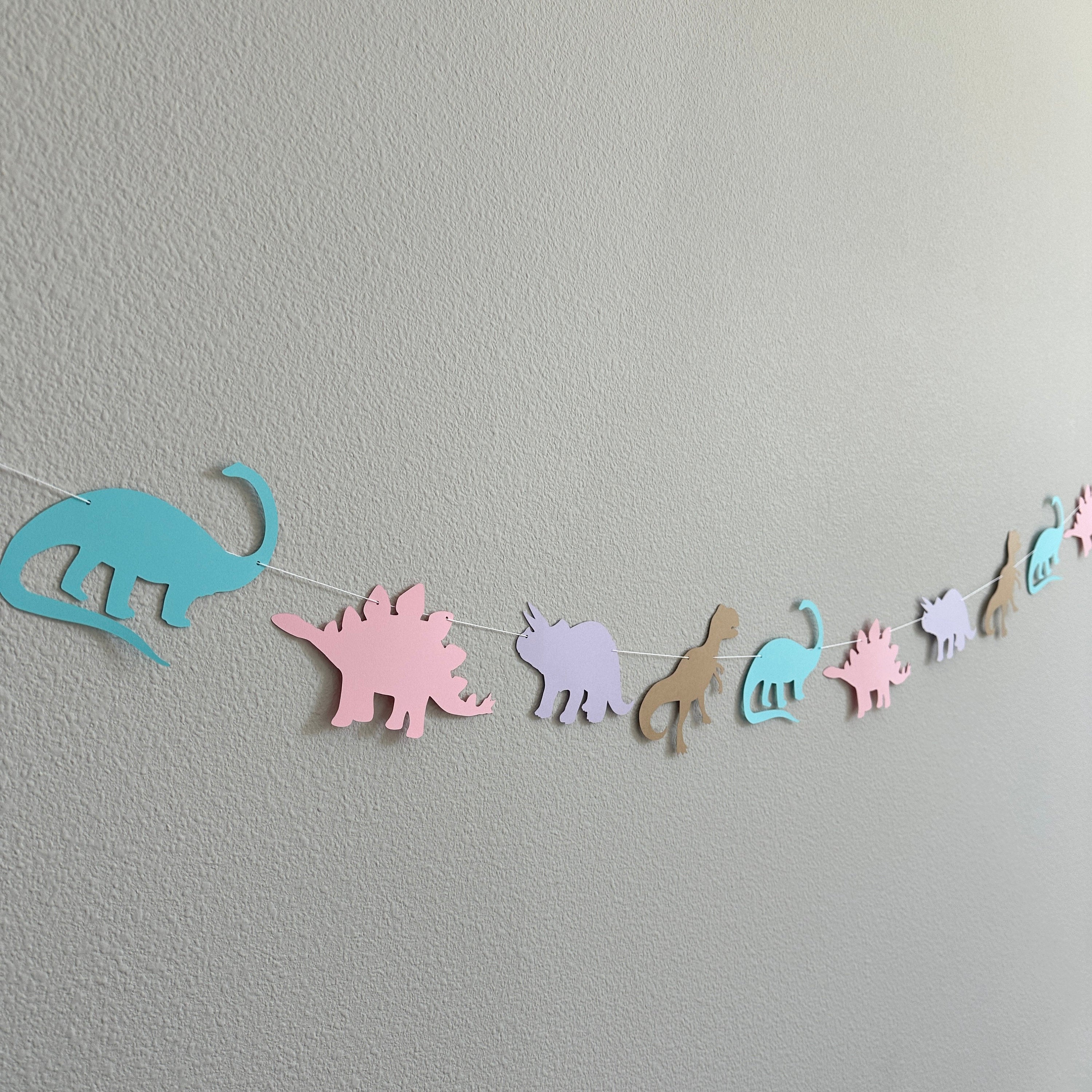 Dinosaur Garland, Dinosaur Decorations, Pastel Dinosaurs, Pink Dinosaur Decorations, Girl&#39;s Dinosaur Party Decorations