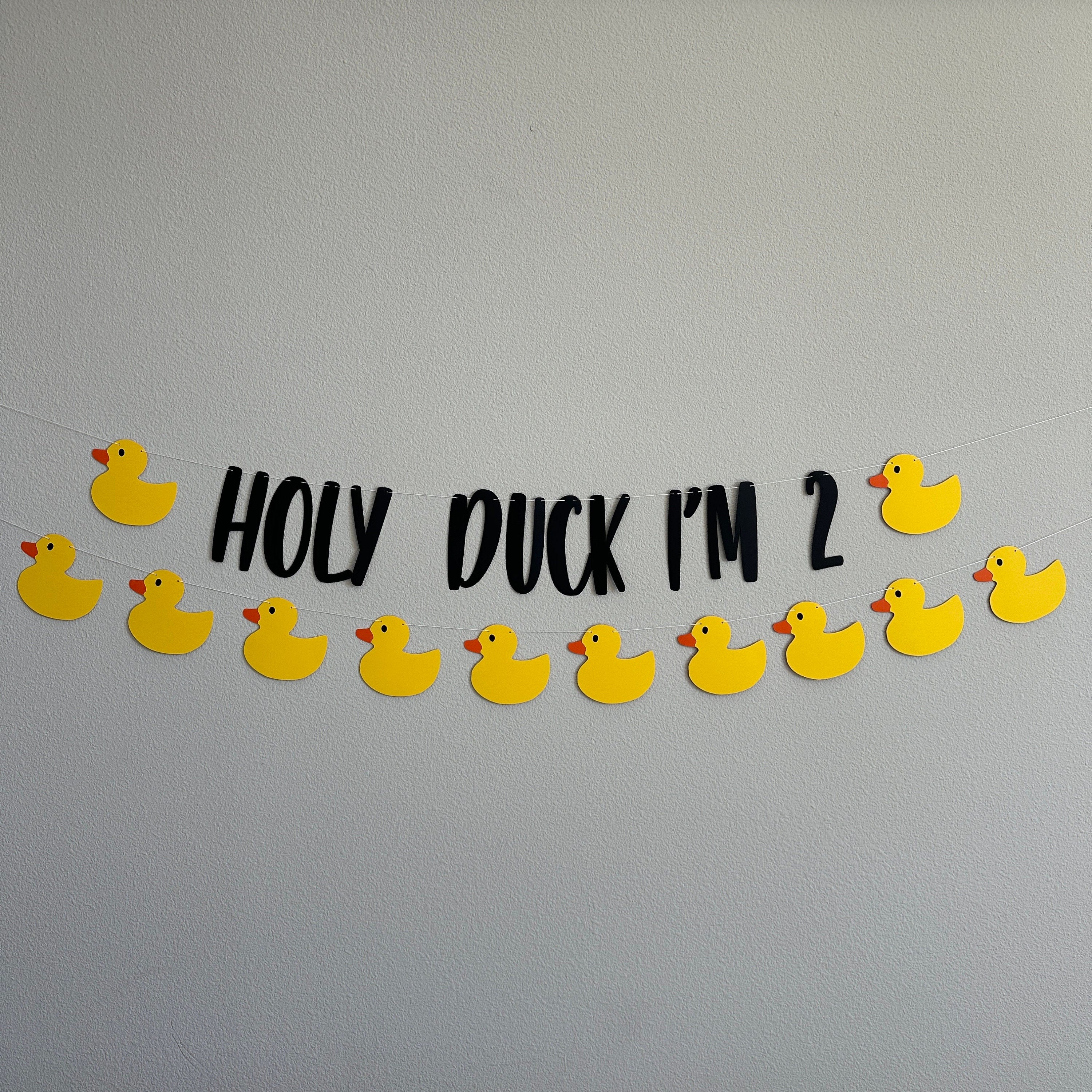 Holy Duck I&#39;m 2, Duck Garland, Duck Decorations, Duck Birthday, Duck Party, Duck Banner, Custom Duck Banner, Rubber Duck Theme, Yellow Ducks