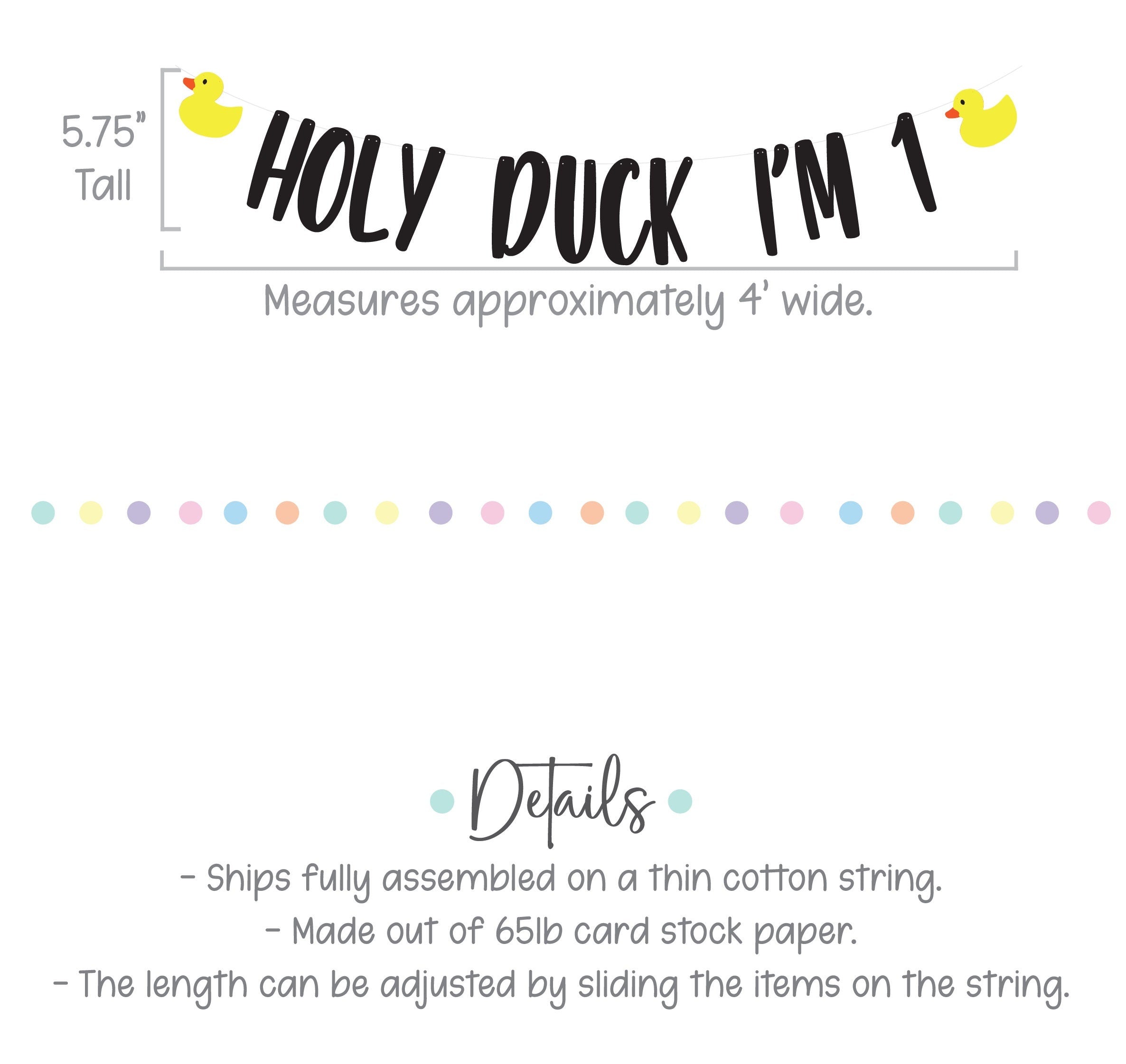 Holy Duck I&#39;m 1, Duck 1at Birthday, Duck Decorations, Duck Birthday, Duck Party, Duck Banner, Custom Duck Banner, Yellow Ducks