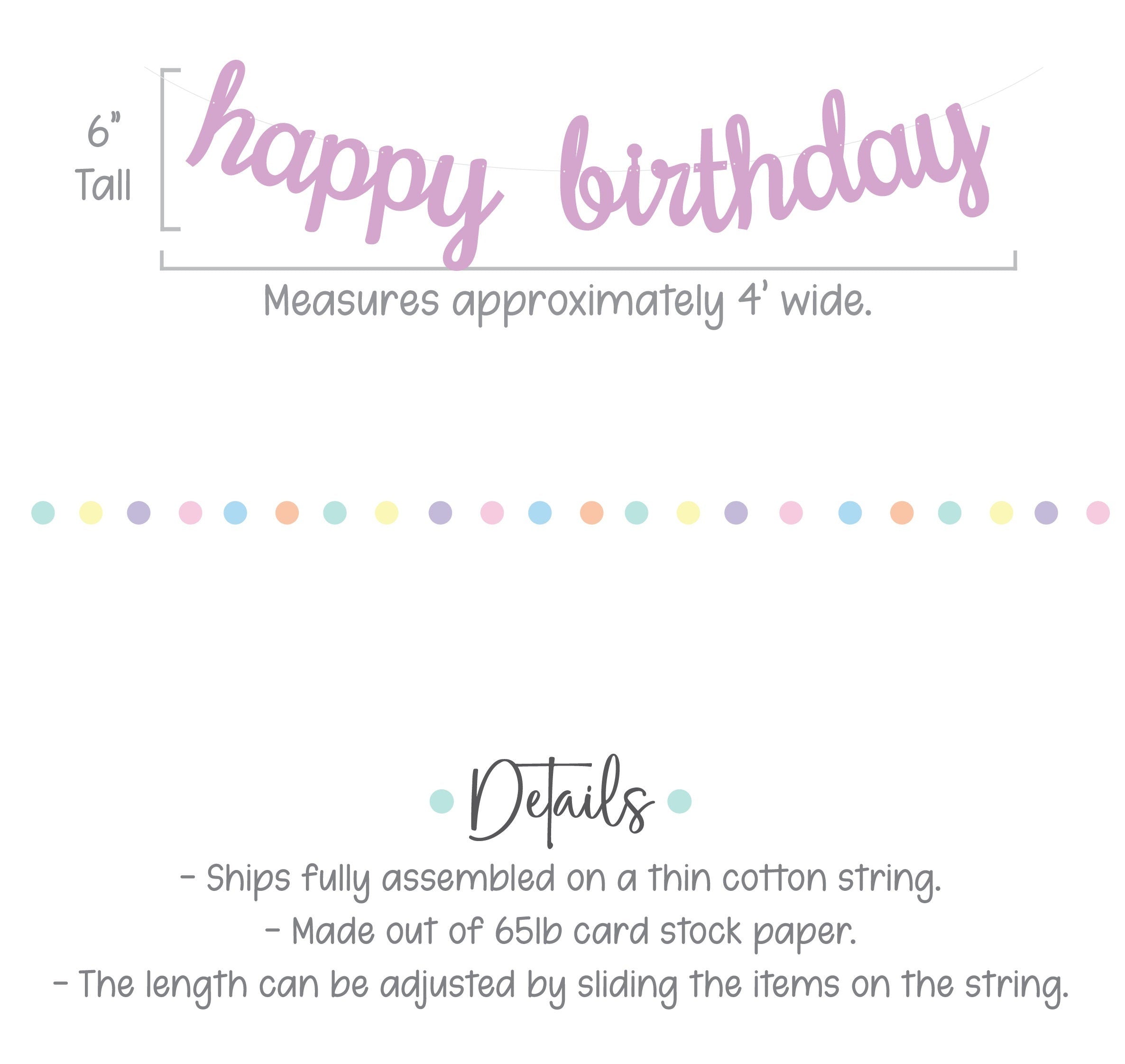 Happy Birthday Banner, Cursive Birthday Banner, Lavender Decorations, Lavender Birthday Party Decorations