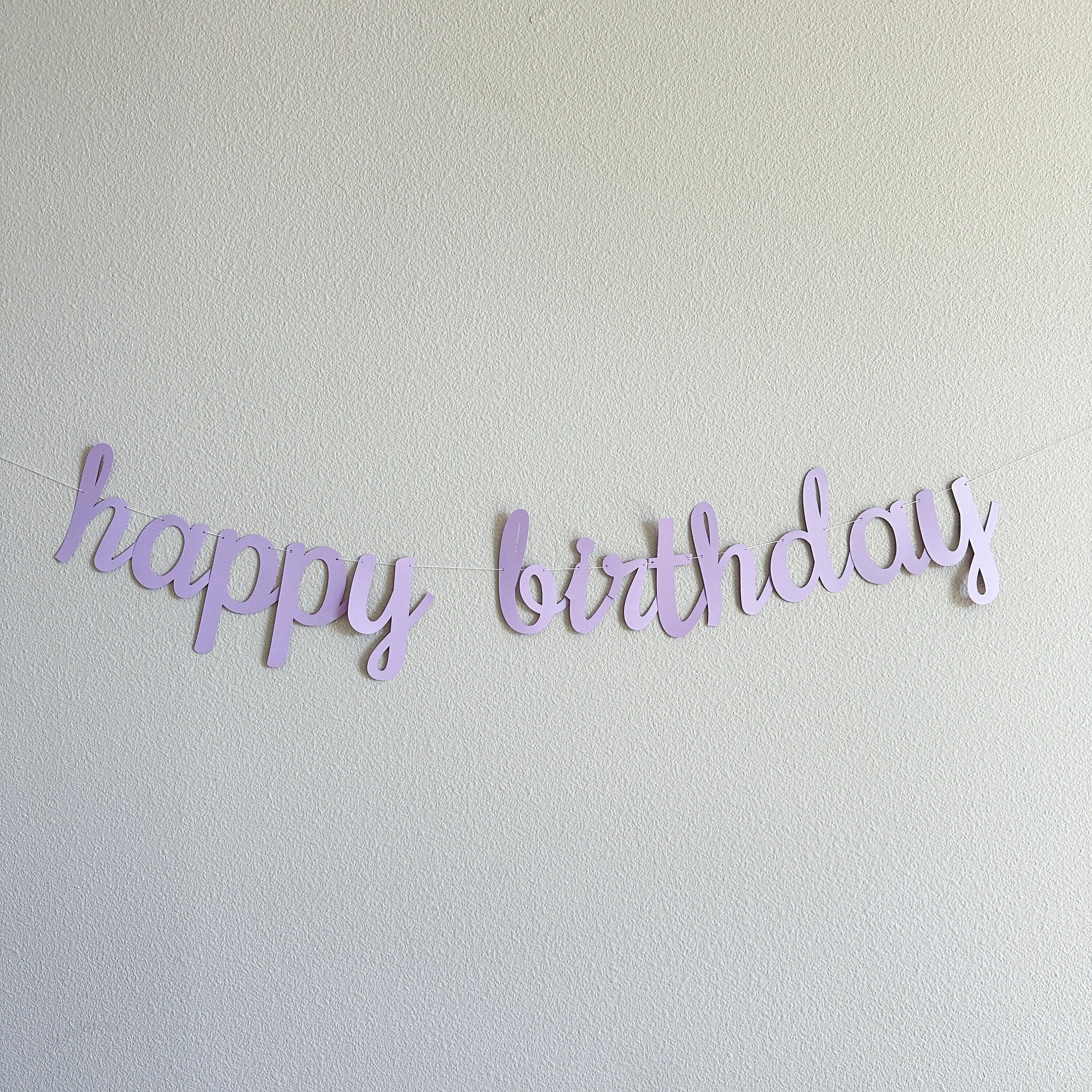 Happy Birthday Banner, Cursive Birthday Banner, Lavender Decorations, Lavender Birthday Party Decorations