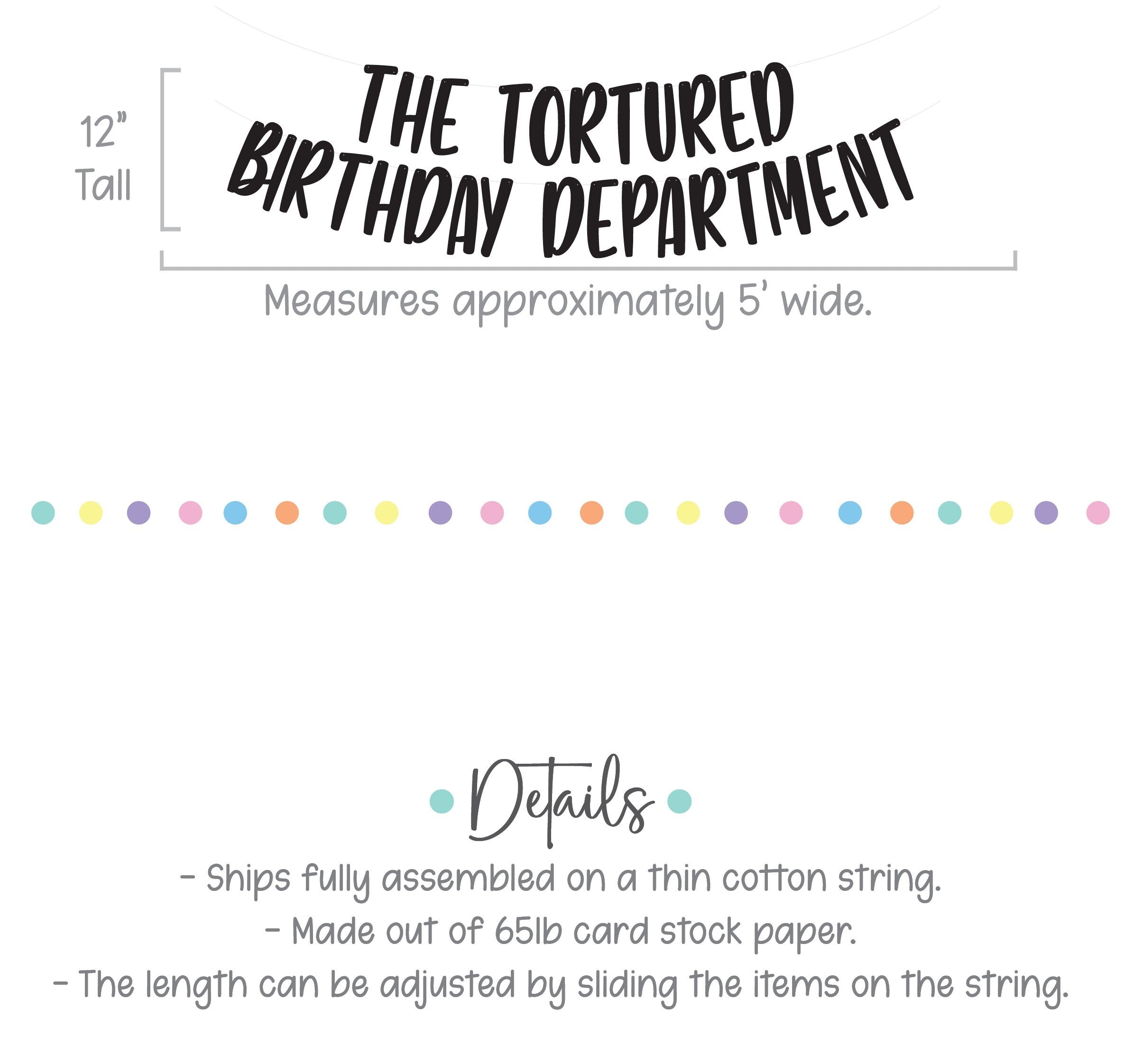 The Tortured Birthday Department, Birthday Banner, Birthday Party Decorations, Birthday Trends