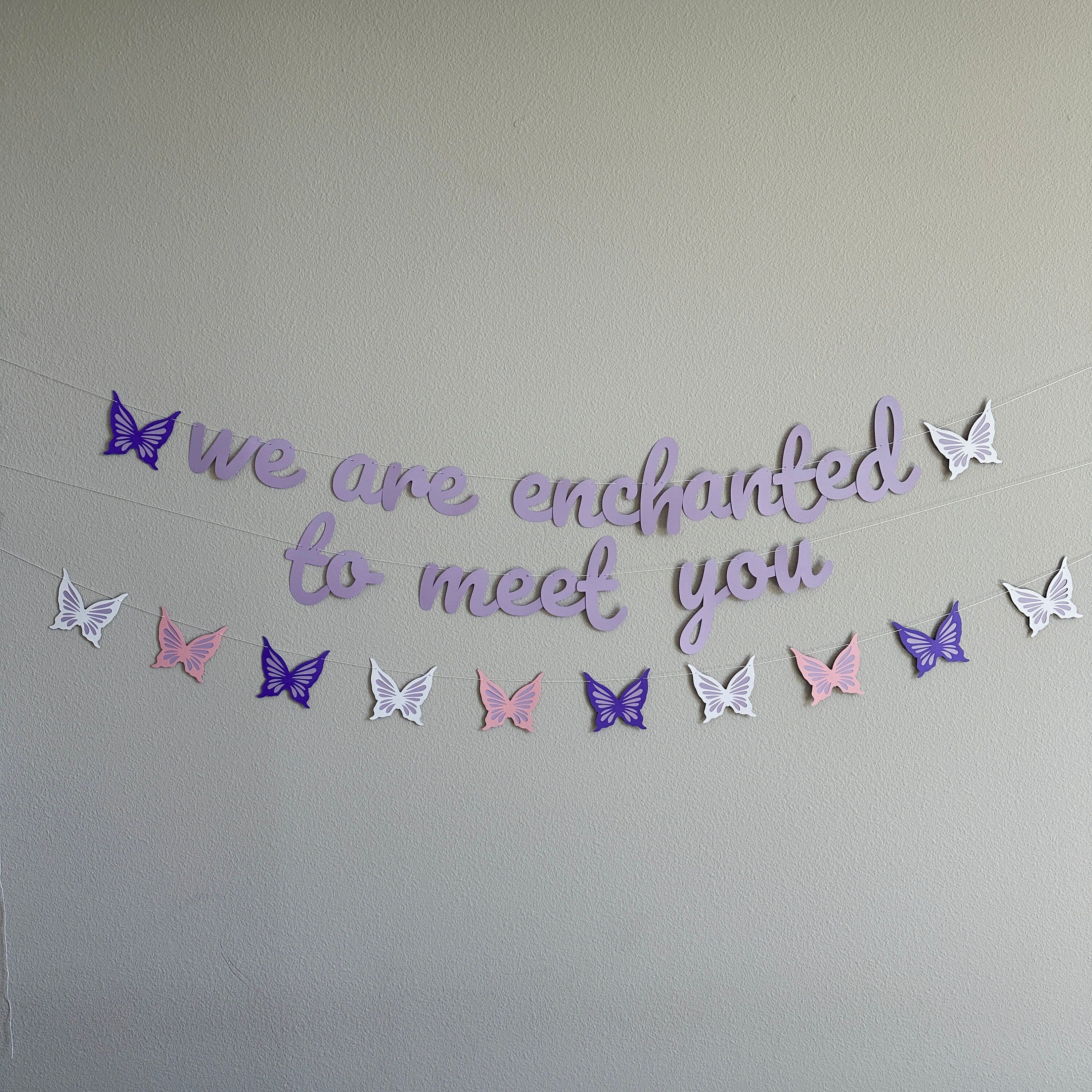 We Are Enchanted To Meet You, Baby Shower Banner, Butterfly Baby Shower Banner