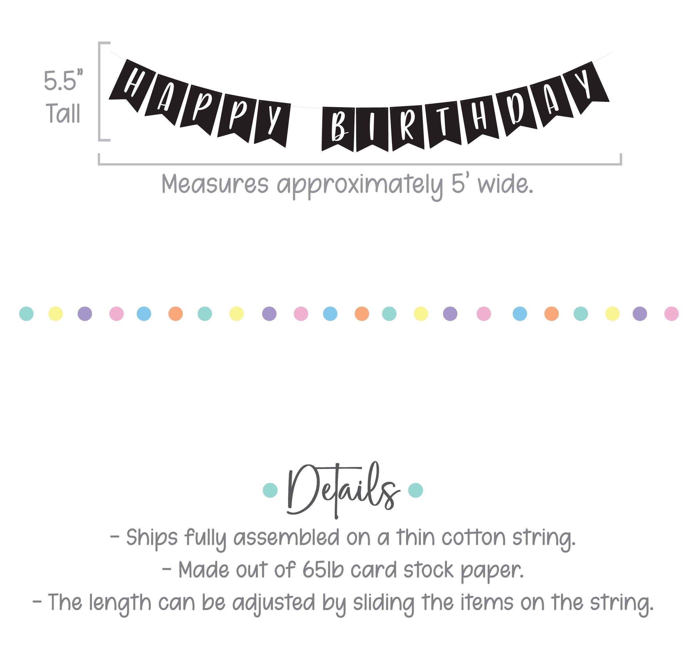 Happy Birthday Banner, Banner With Flags, Custom Birthday Banner, Black and White Party Decorations, Custom Banner