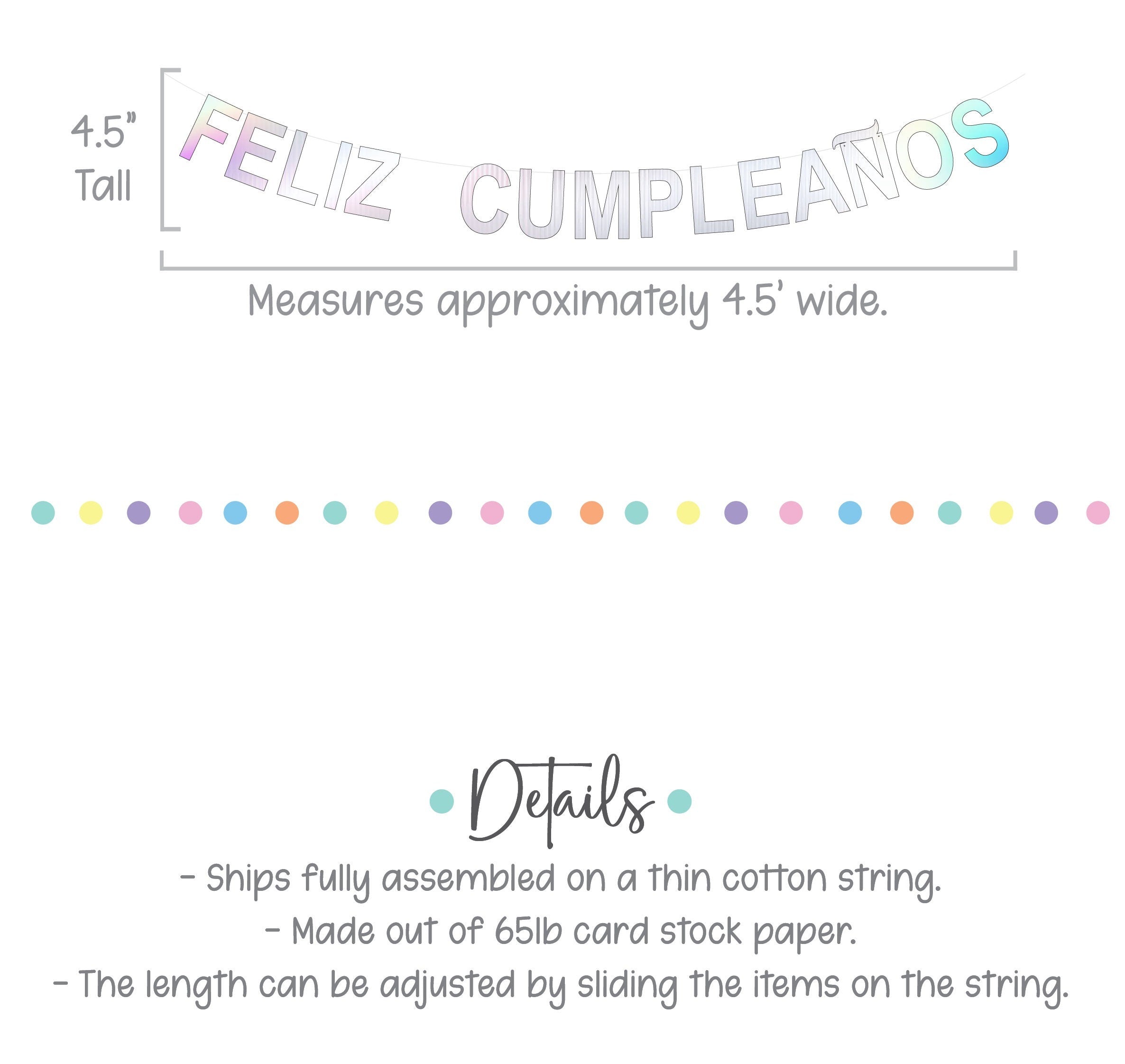Feliz Cumpleaños, Feliz Cumpleaños Banner, Feliz Cumpleaños Decorations, Holographic Feliz Cumpleaños Banner