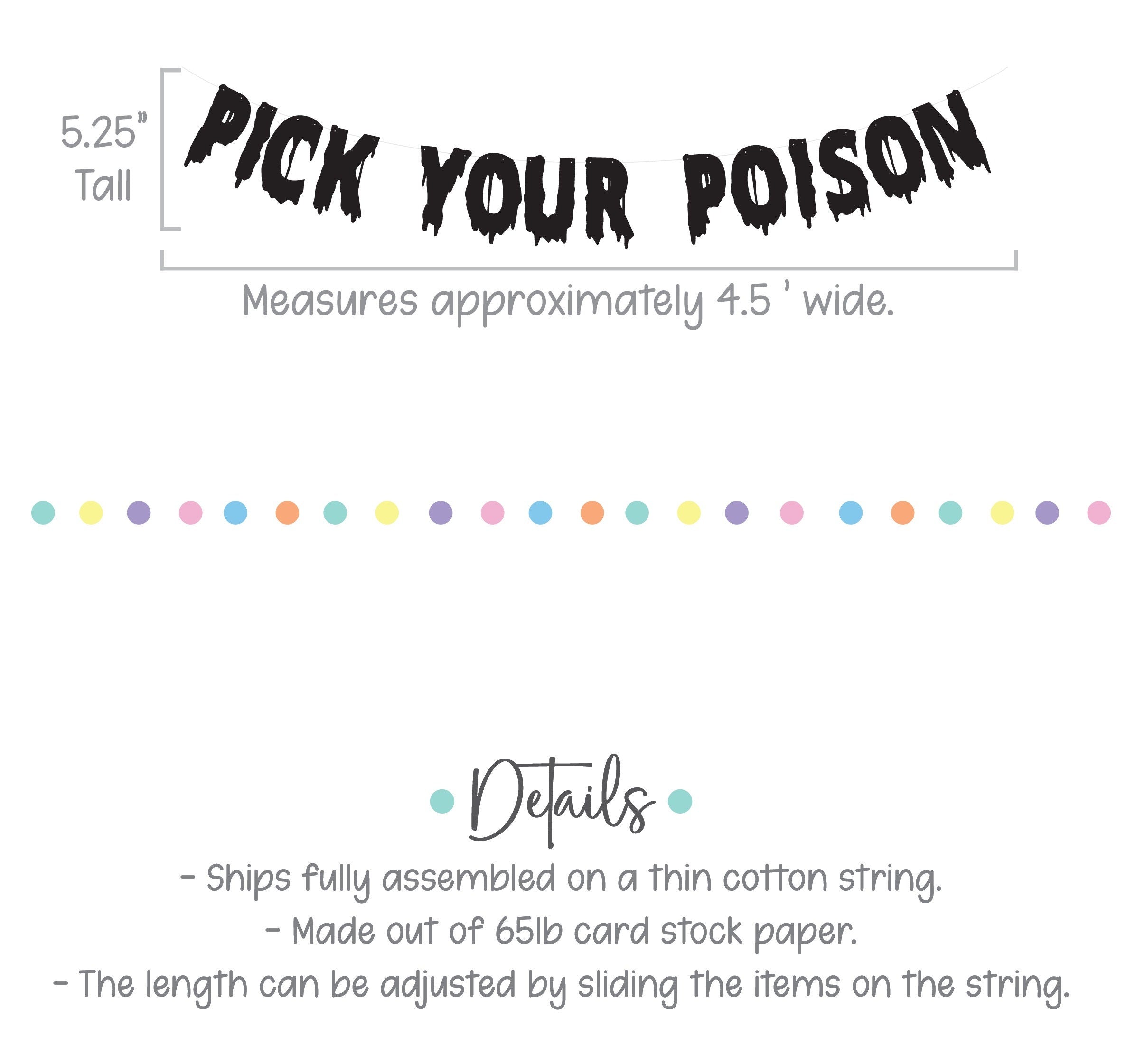 Pick Your Poison, Pick Your Poison Banner, Poison Bar, Drink Table Sign, Halloween Decoration, Halloween Party, Halloween Theme