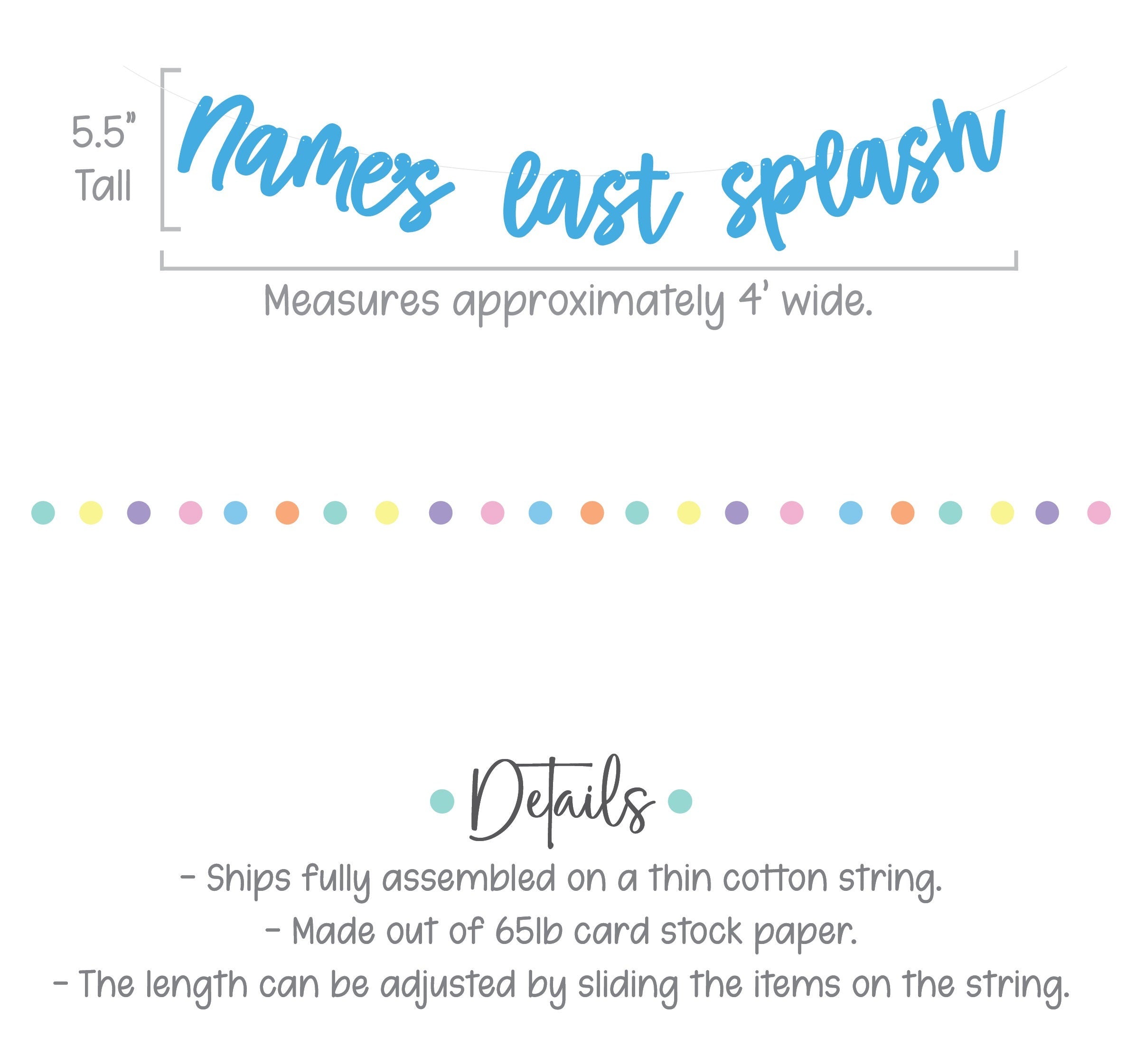 Name&#39;s Last Splash, Bachelorette Banner, Bachelorette Decorations, Holographic Decorations, My Last Splash Banner