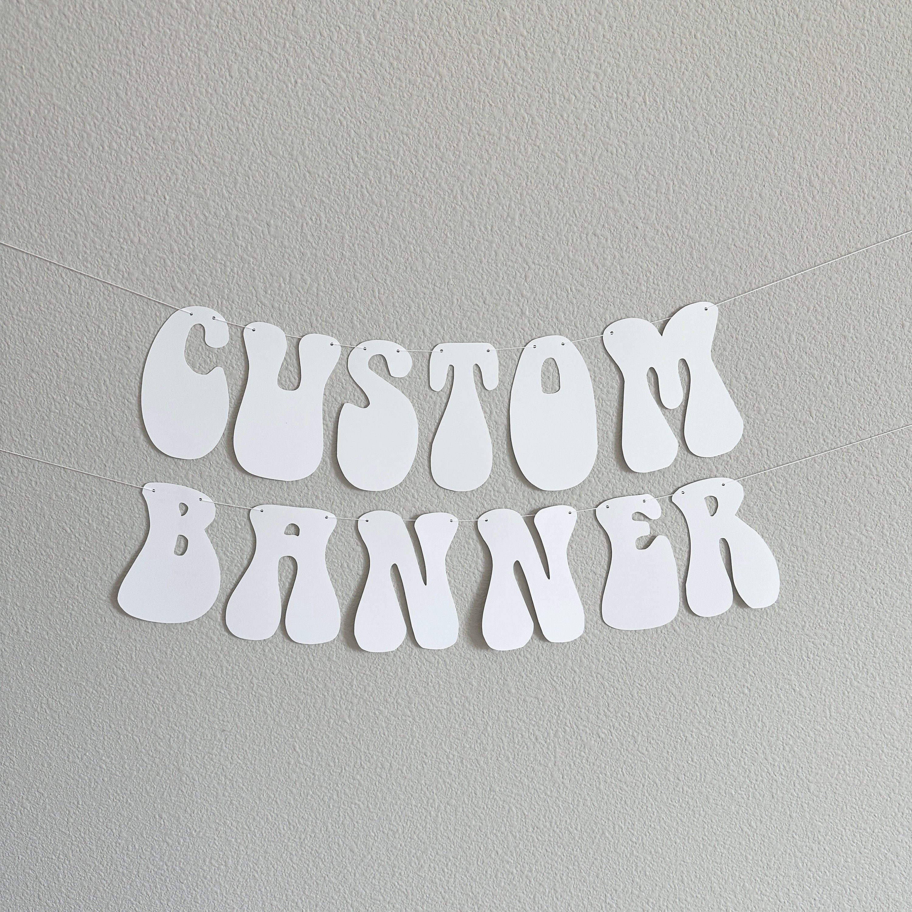 Custom Banner, White Banner, Custom Retro Banner, Custom Groovy Banner, 70s, Retro Theme, Retro Decorations