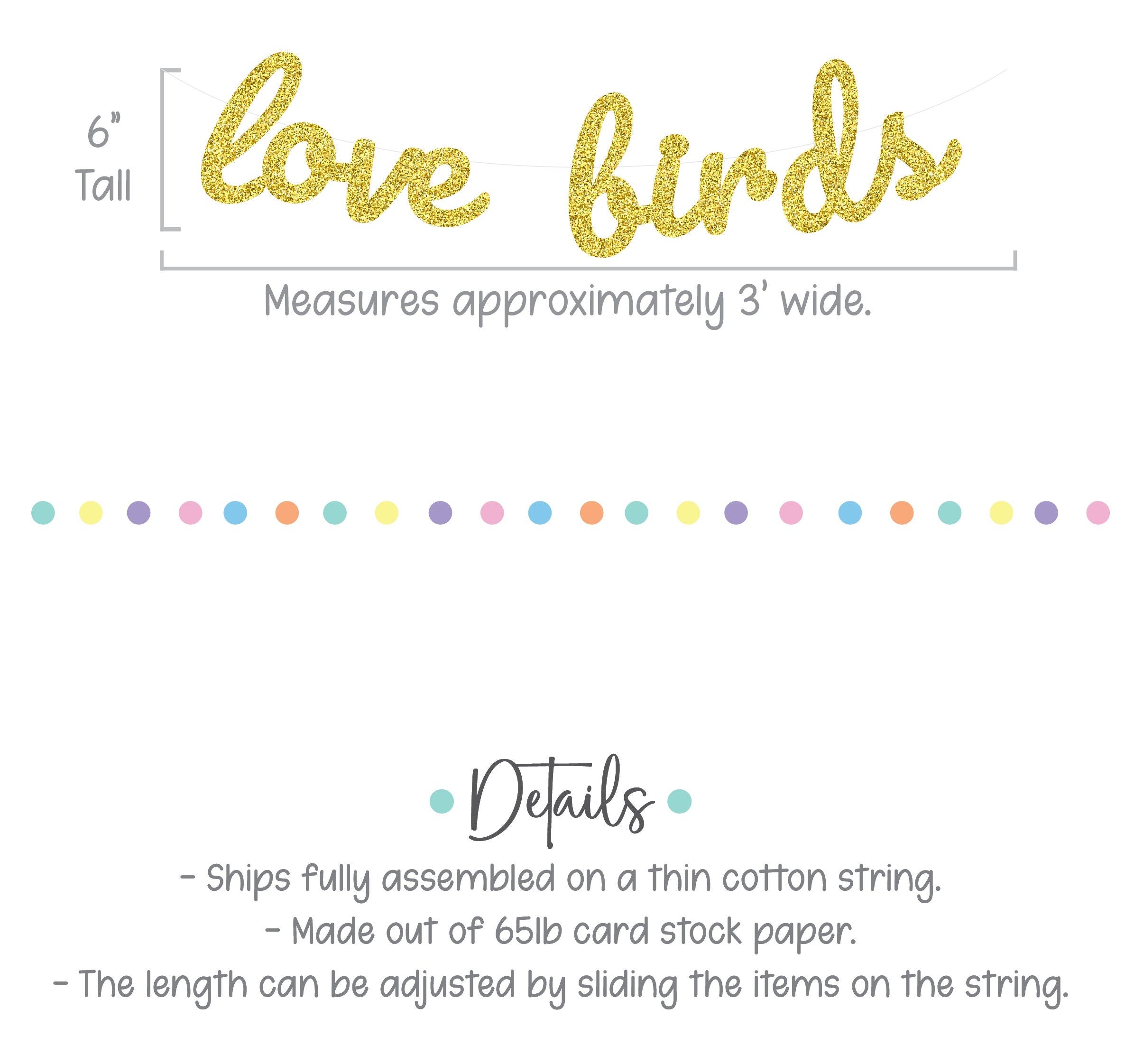 Love Birds, Love Birds Banner, Love Birds Decorations, Gold Glitter, Wedding Backdrop, Wedding Decorations