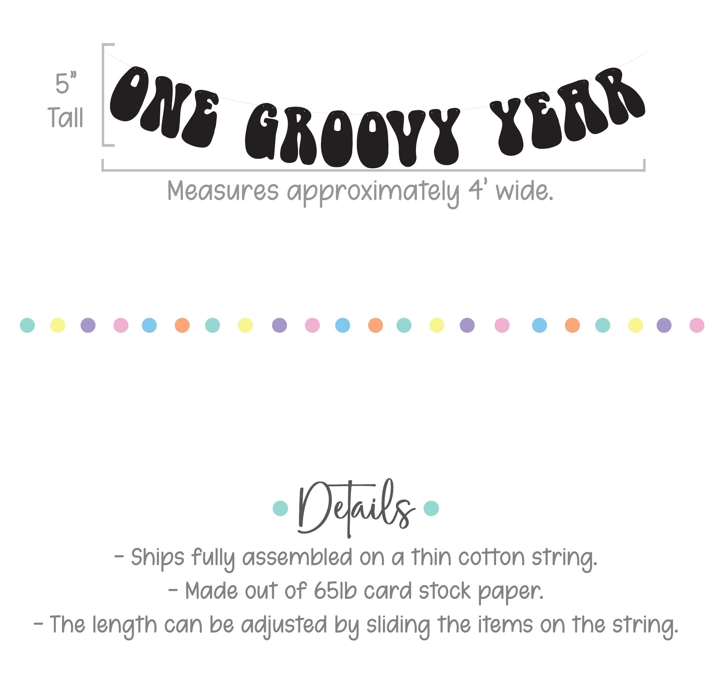 One Groovy Year, 1st Birthday Banner, 1st Birthday Decorations, Retro Themed 1st Birthday, 1st Birthday Party Decorations