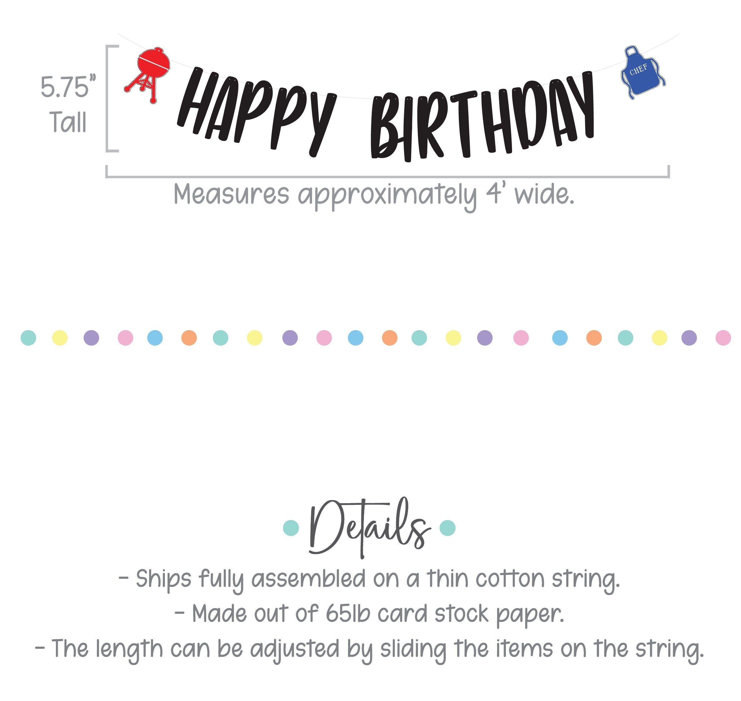 BBQ Birthday Banner, BBQ Happy Birthday Decorations, Summer Birthday Ideas, Cookout Birthday Decorations