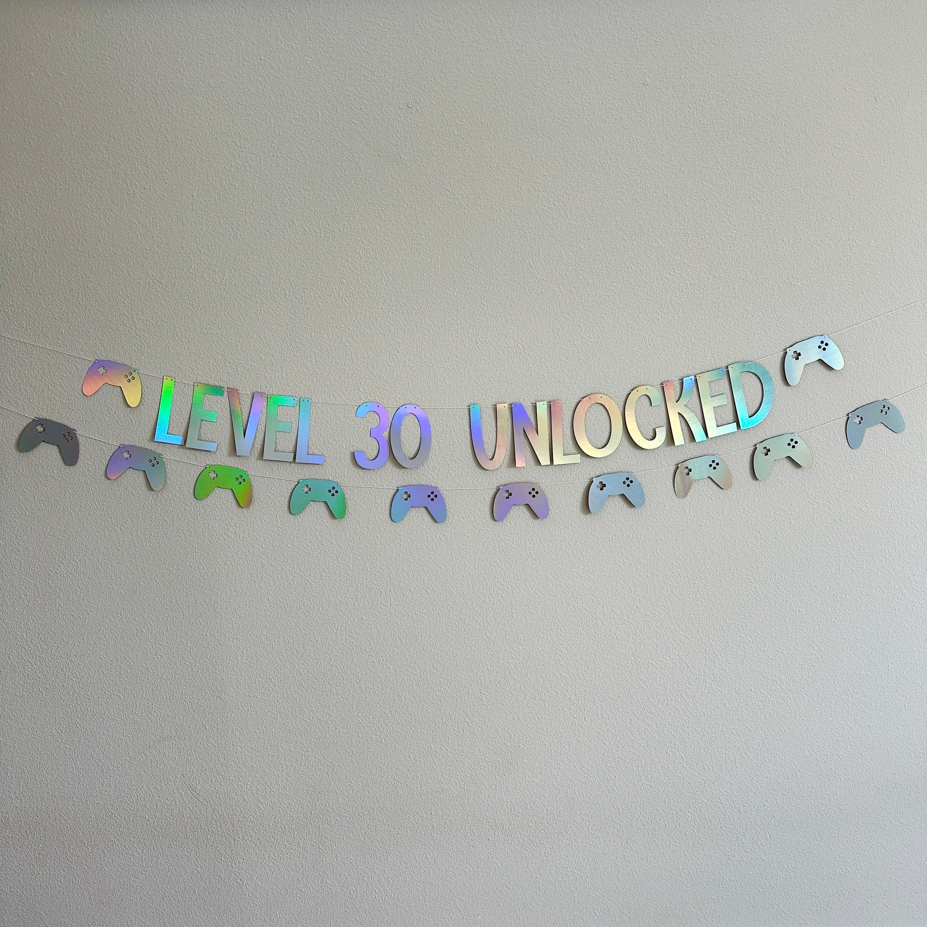 Level 30 Unlocked, Gamer Birthday, Gaming Birthday Banner, 30th Birthday, Video Game Party, Custom Gamer Banner, Controller Banner
