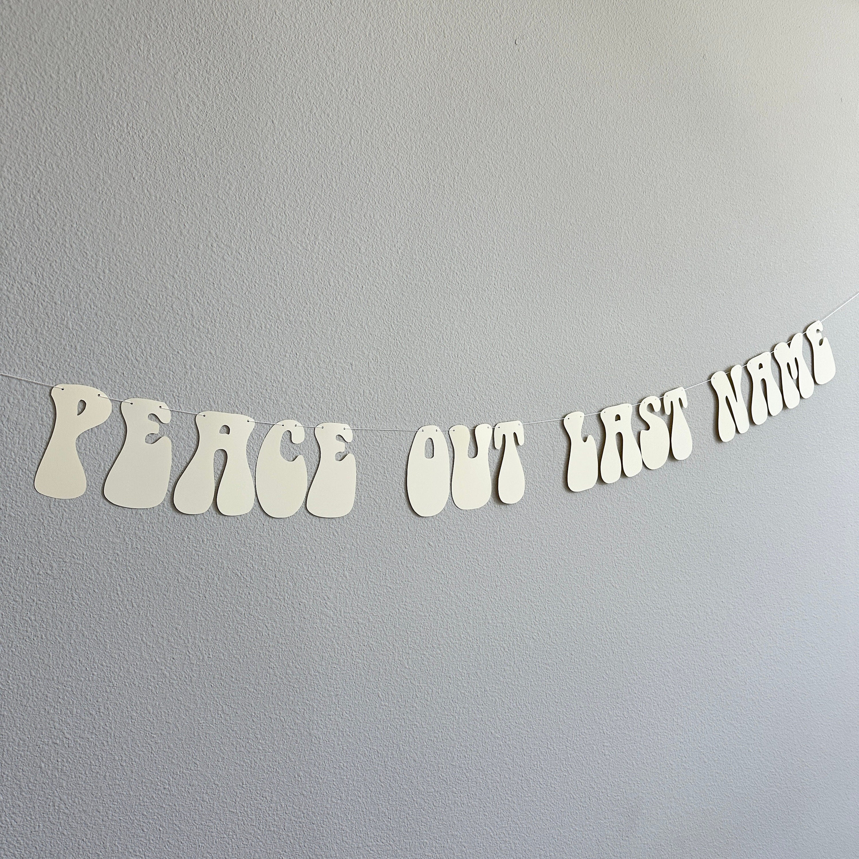 Peace Out Last Name, Retro Bridal Shower Banner, Retro Bachelorette Party Decorations, Peace Out Maiden Name