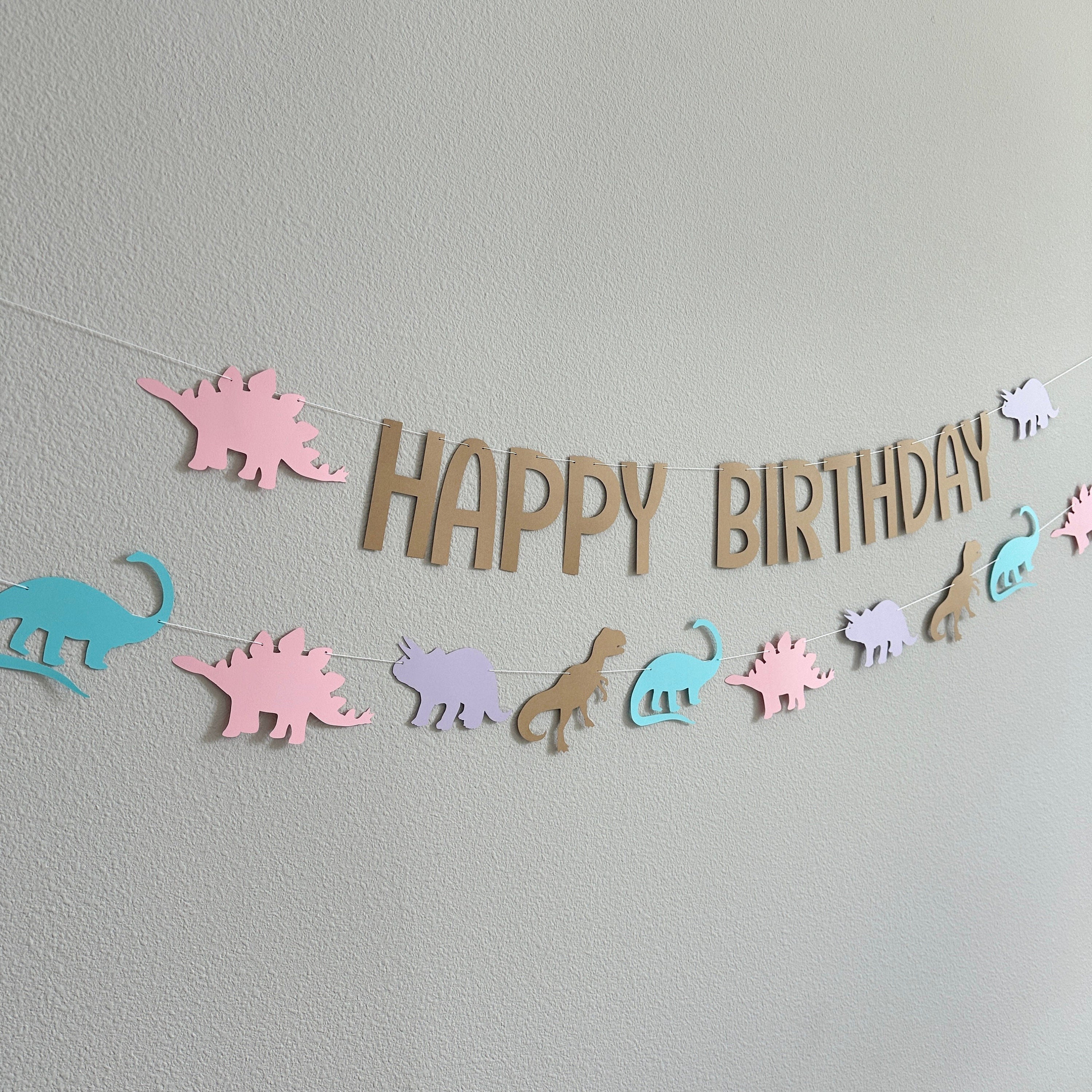 Dinosaur Birthday, Dinosaur Happy Birthday Banner, Pink Dinosaur, Girl&#39;s Birthday Ideas