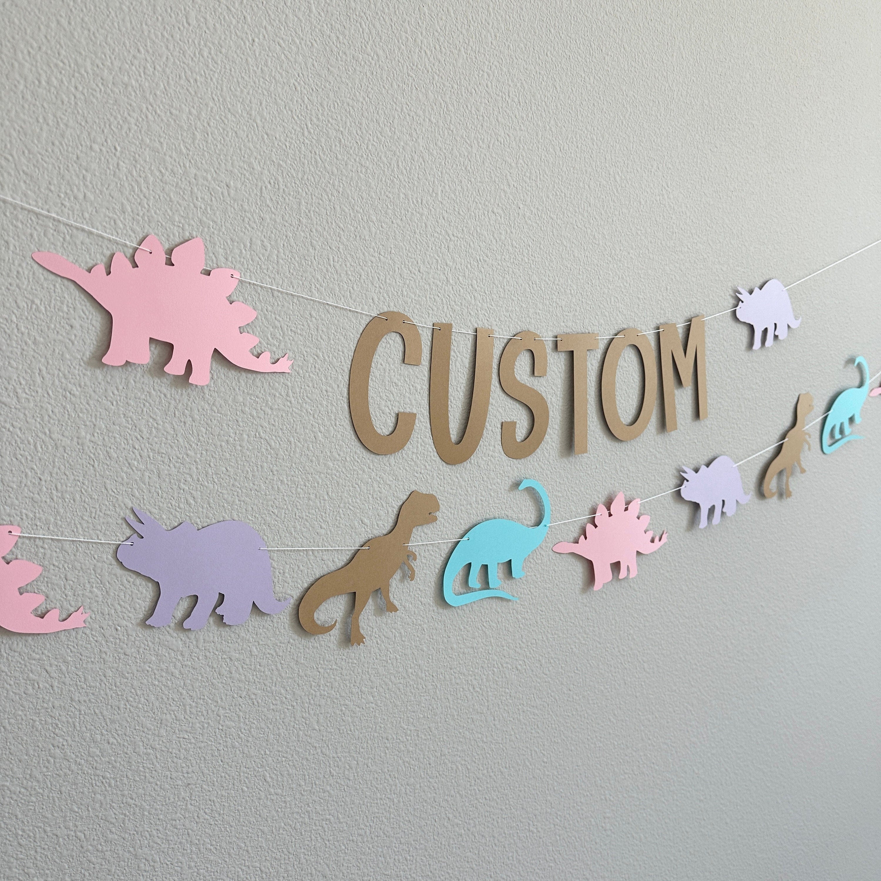 Custom Dinosaur Banner, Dinosaur Decorations, Pastel Dinosaurs, Girl&#39;s Dinosaur Party, Custom Banner, Dinosaur Theme Decorations