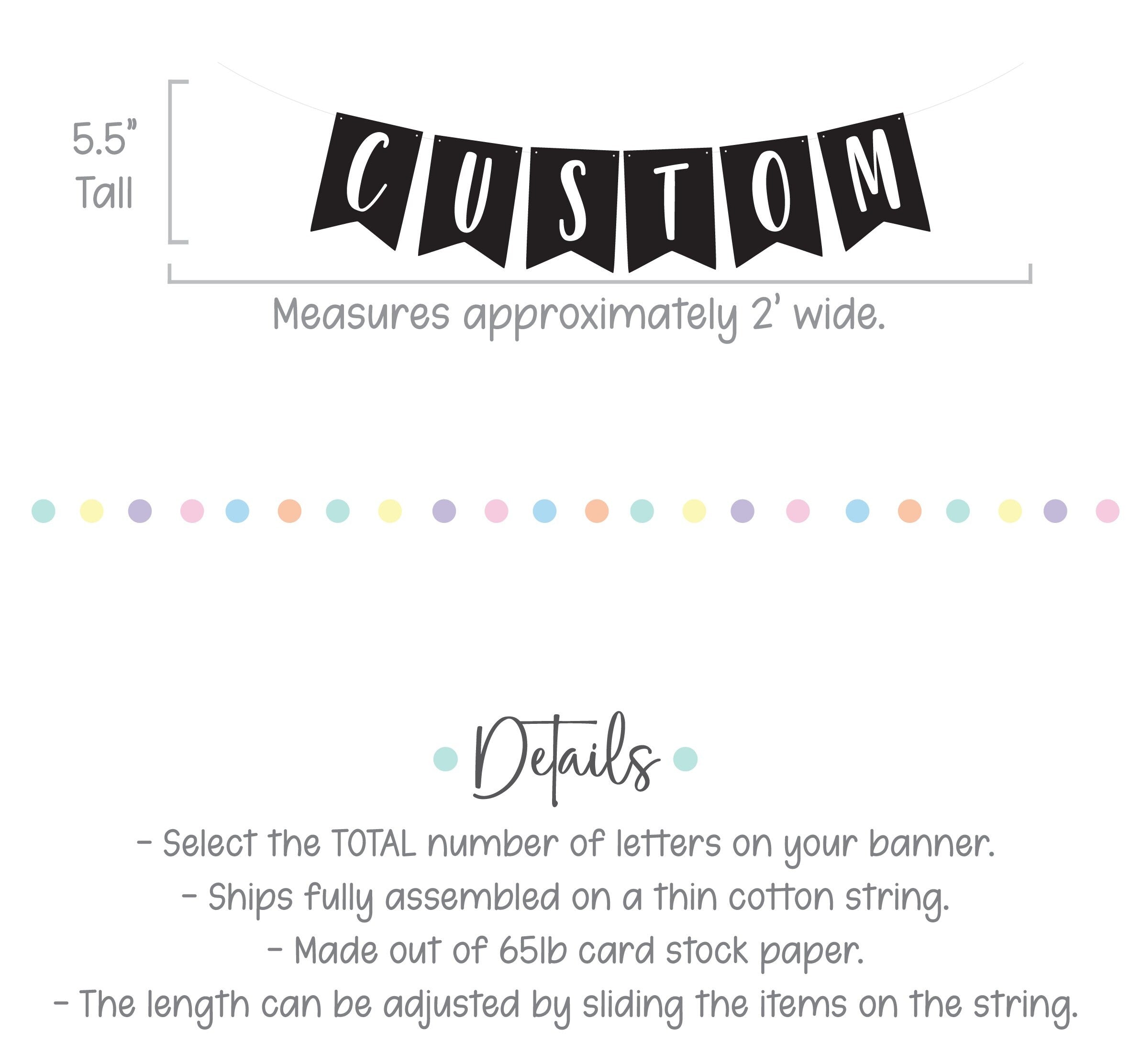 Custom Banner, Custom Banner with Flags, Personalized Banner, DIY Banner, Custom Sign, Party Decorations, Black and White Banner