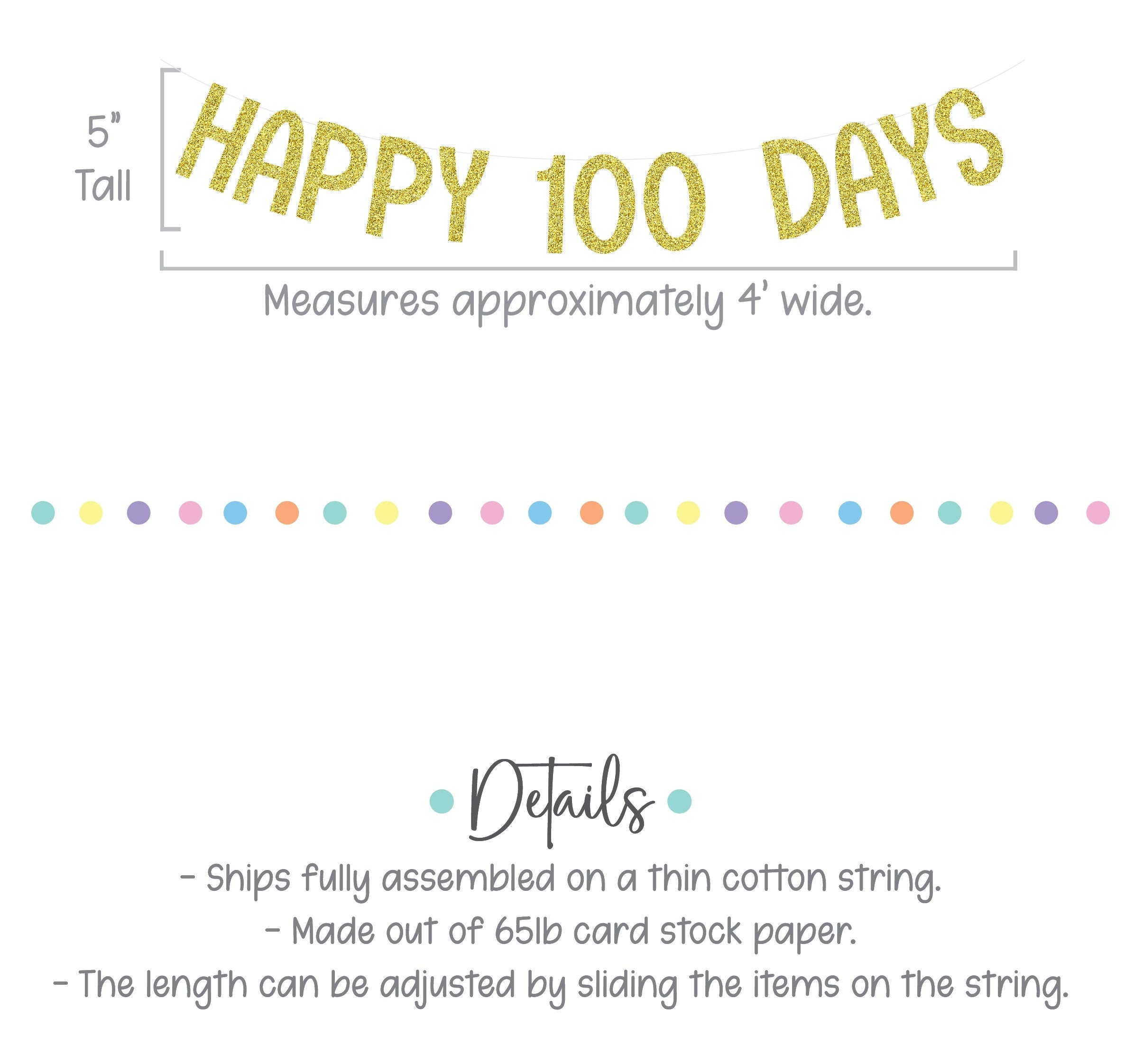 Happy 100 Days, Happy 100 Days Banner, 100 Days Celebration, 100 Days Party, Happy 100 Days Decorations