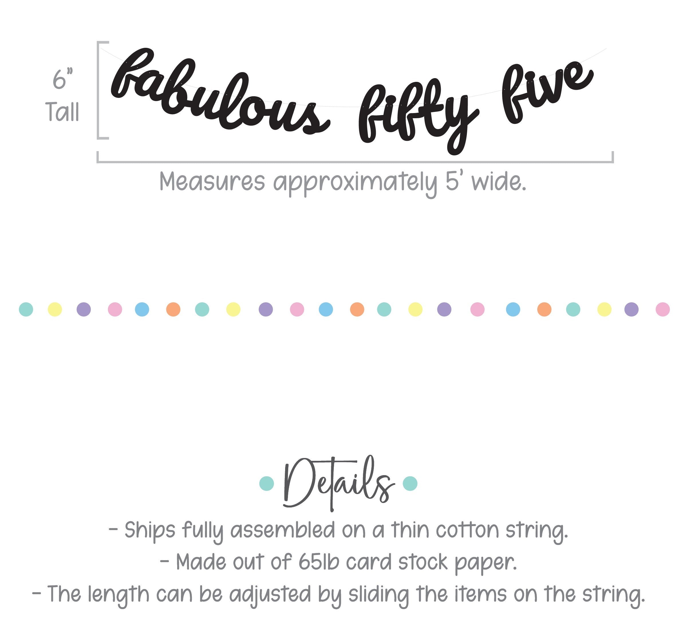 Fabulous Fifty Five, 55th Birthday Banner, 55th Birthday Party Decorations, 55 and Fabulous, Cursive Banner, Fifty Five