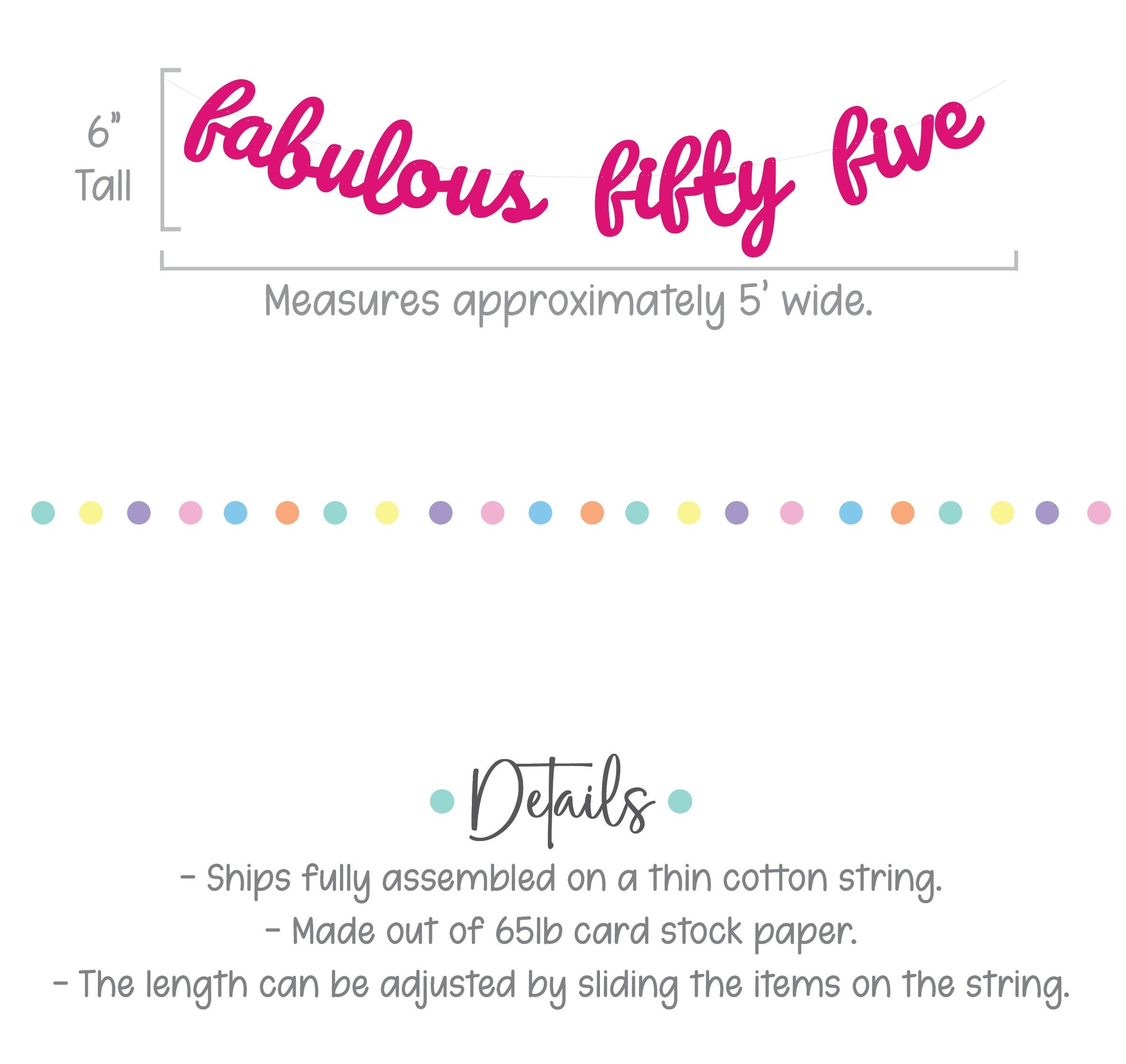 Fabulous Fifty Five, 55th Birthday Banner, 55th Birthday Party Decorations, 55 and Fabulous, Cursive Banner, Fifty Five