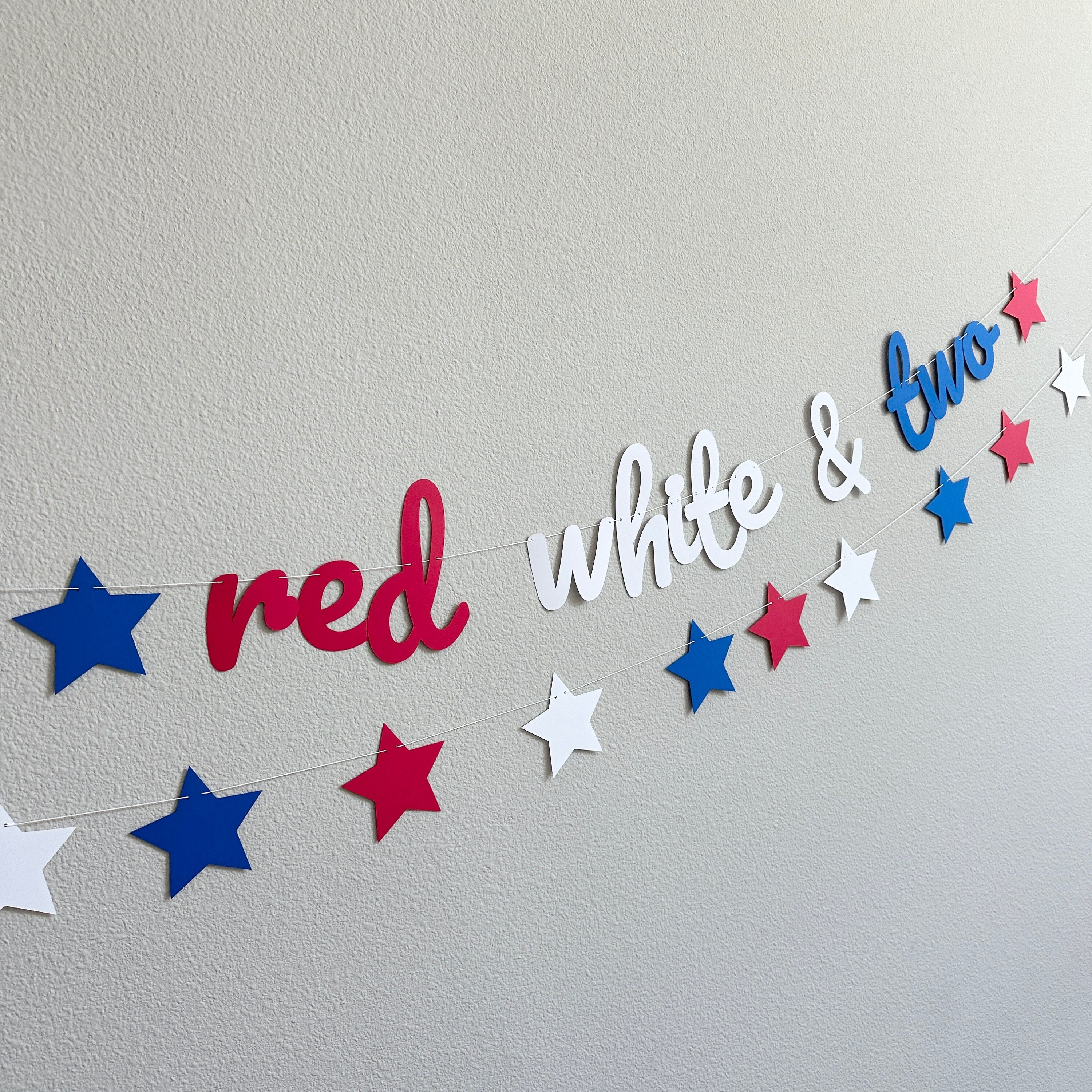 Red White & Two, Red White and Blue Banner, Custom 4th of July Banner, 2nd Birthday Party Theme Idea