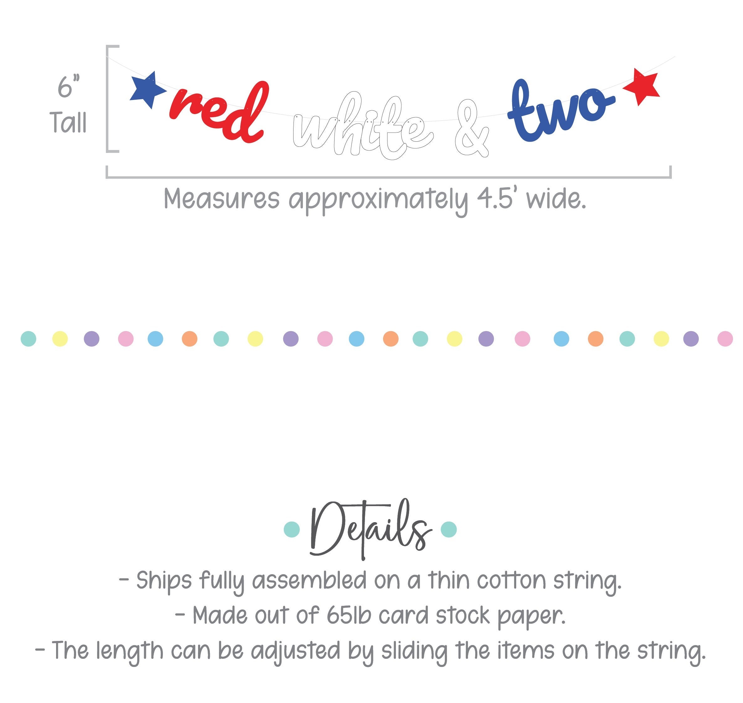 Red White & Two, Red White and Blue Banner, Custom 4th of July Banner, 2nd Birthday Party Theme Idea