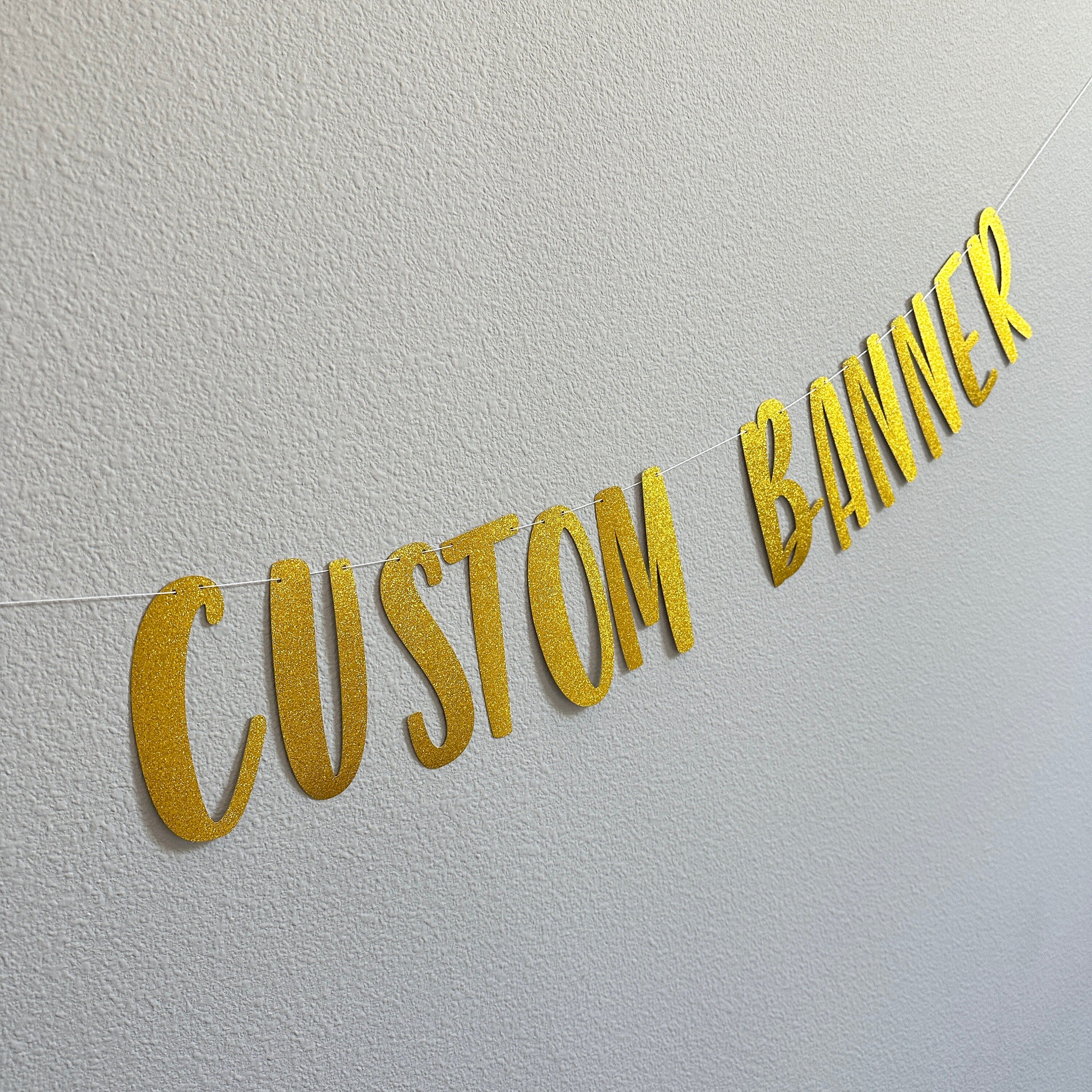 Custom Banner, Custom Gold Glitter Banner, Customizable Banner, Custom Fun Font Banner, Custom Gold Banner, Gold Glitter