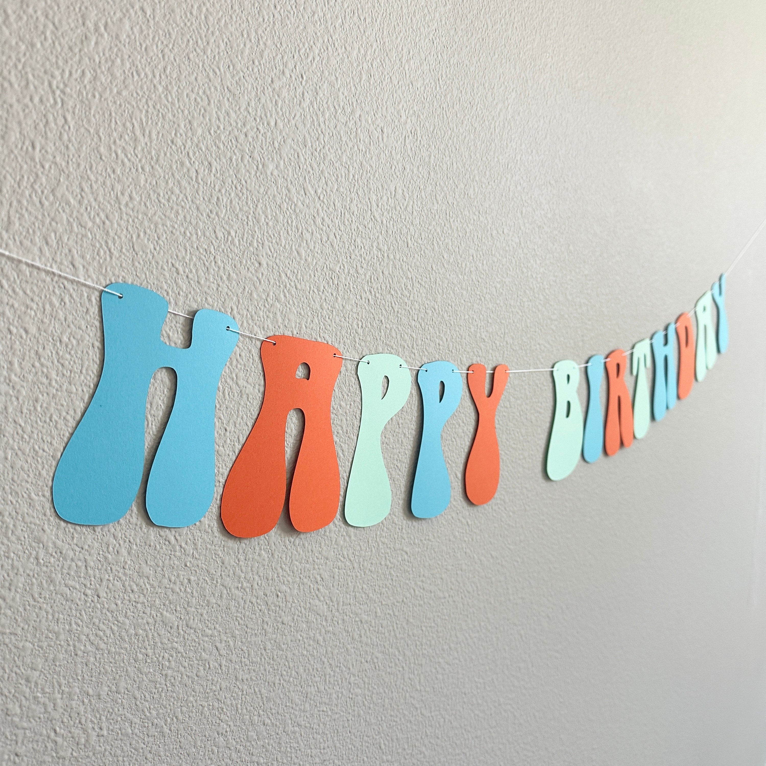 Happy Birthday Banner, Blue Orange Mint, Summertime Birthday Banner, Boy Birthday Banner, Birthday Party Decorations
