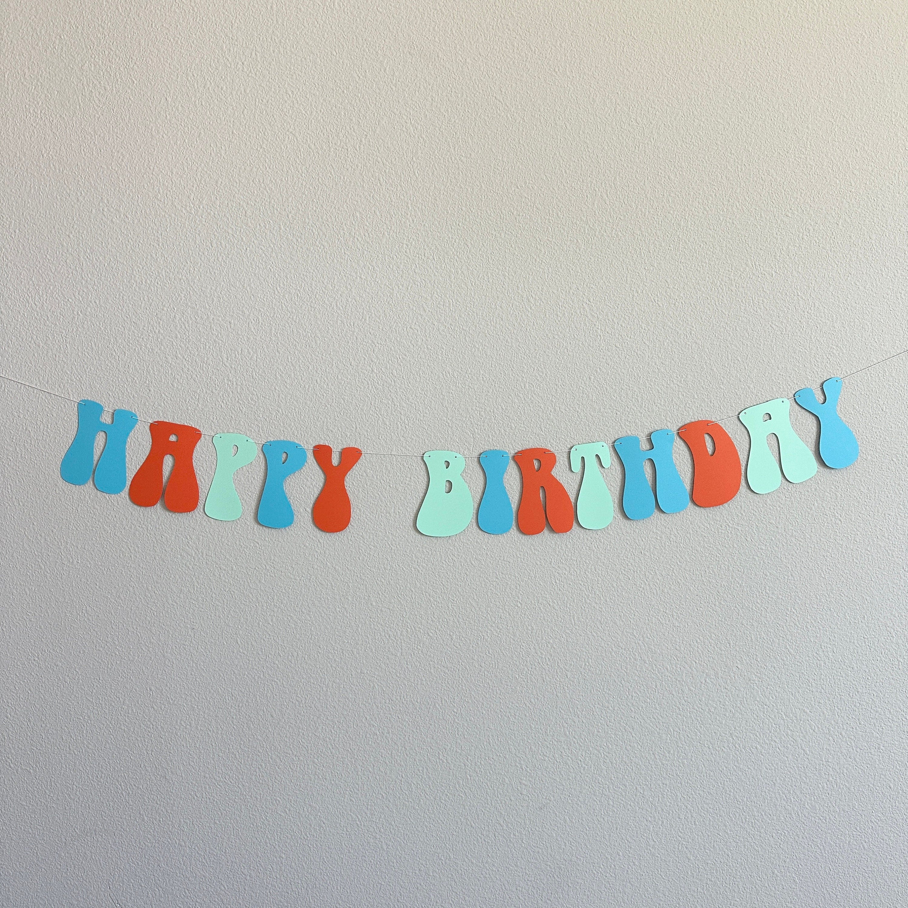 Happy Birthday Banner, Blue Orange Mint, Summertime Birthday Banner, Boy Birthday Banner, Birthday Party Decorations