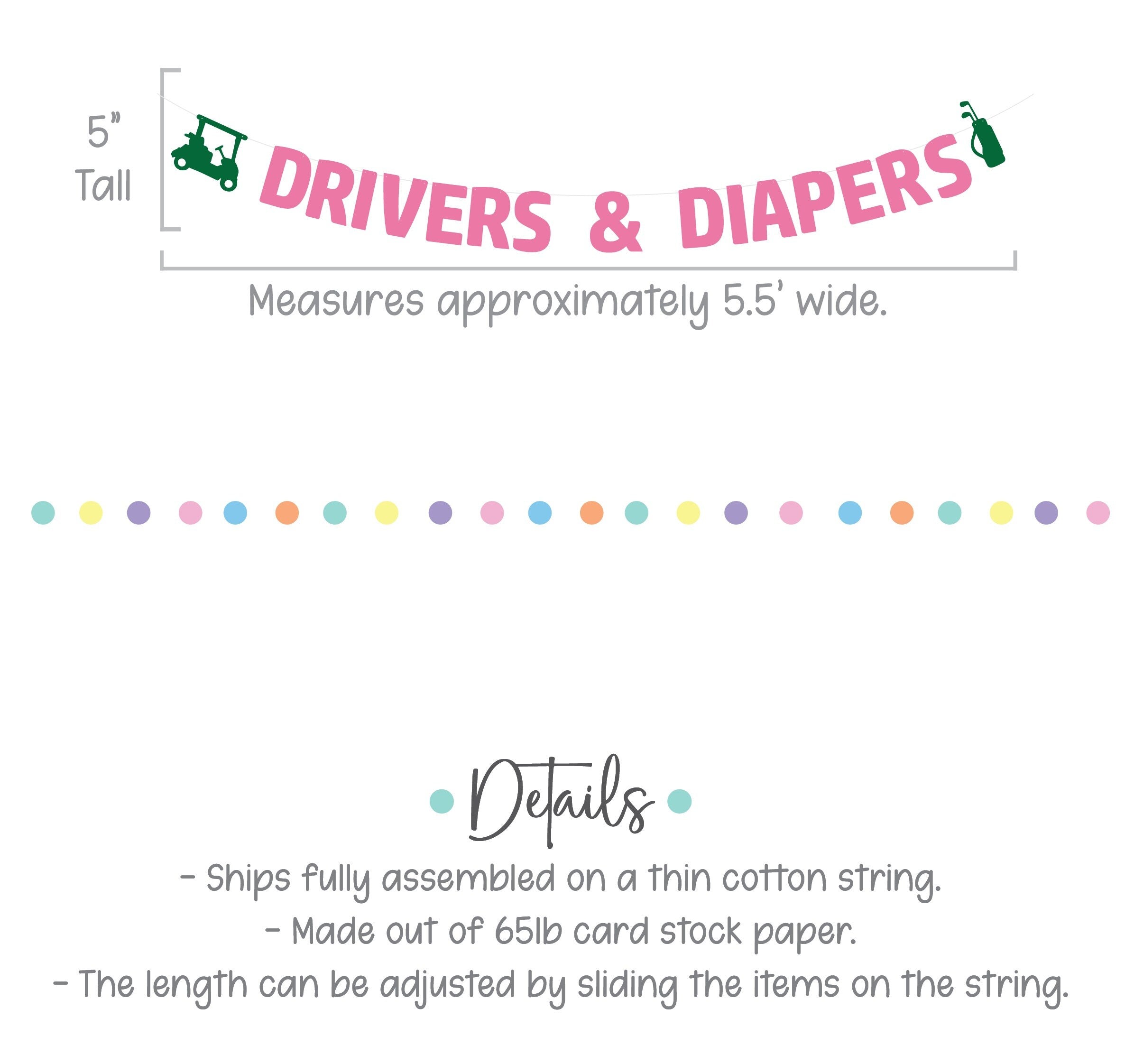 Drivers & Diapers, Golf Baby Shower, Girl Baby Shower, Pink Baby Shower, Golf Themed Baby Shower, Diaper Shower Banner