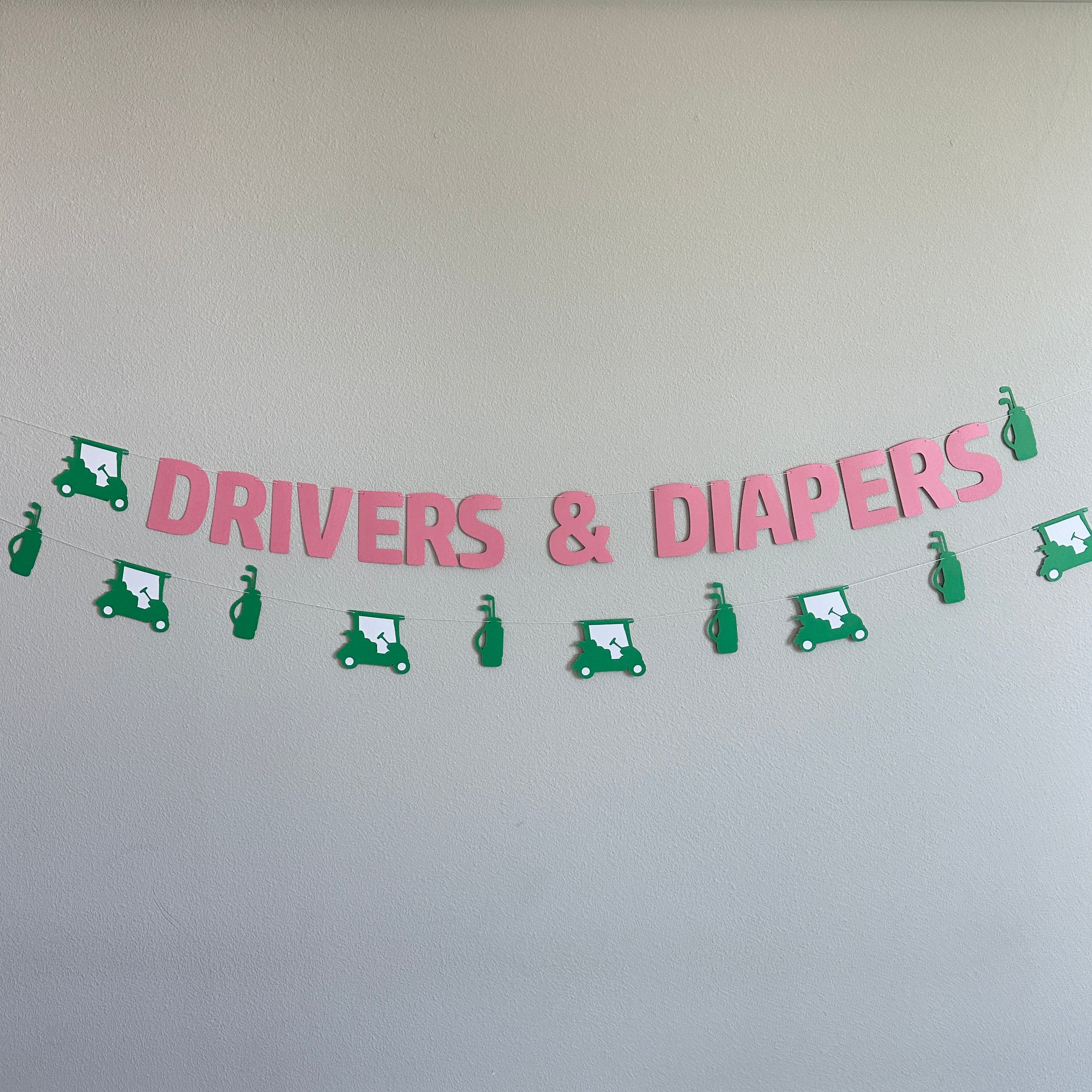 Drivers & Diapers, Golf Baby Shower, Girl Baby Shower, Pink Baby Shower, Golf Themed Baby Shower, Diaper Shower Banner